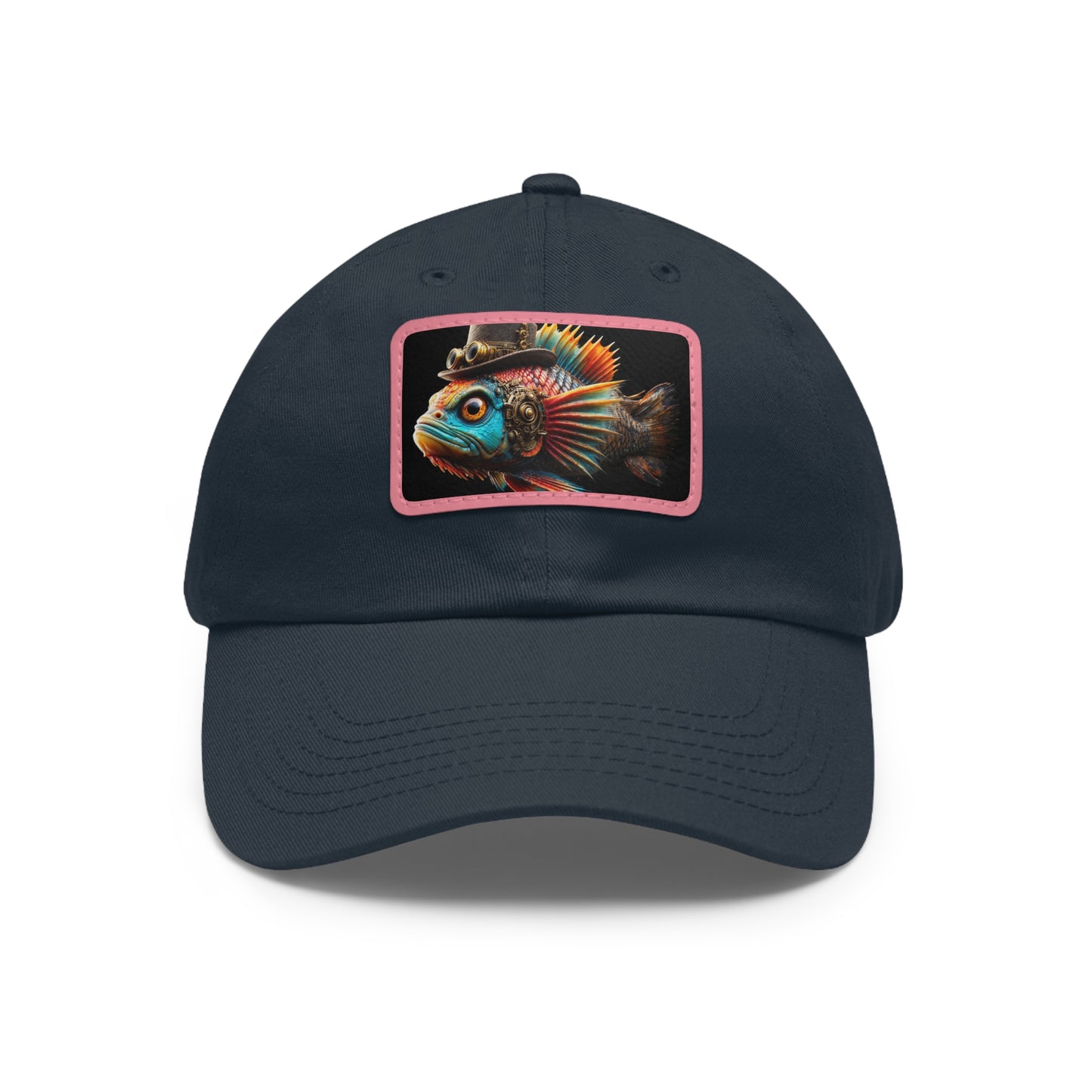 Steampunk Cichlid Dad Hat with Leather Patch (Rectangle)