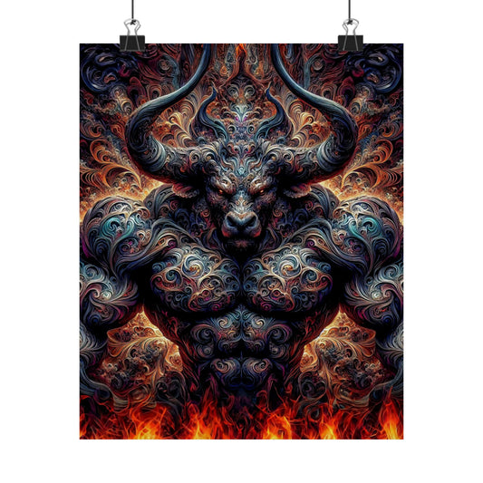 Pyrothrax's Ascension: A Majestic Fantasy Art Matte Vertical Posters