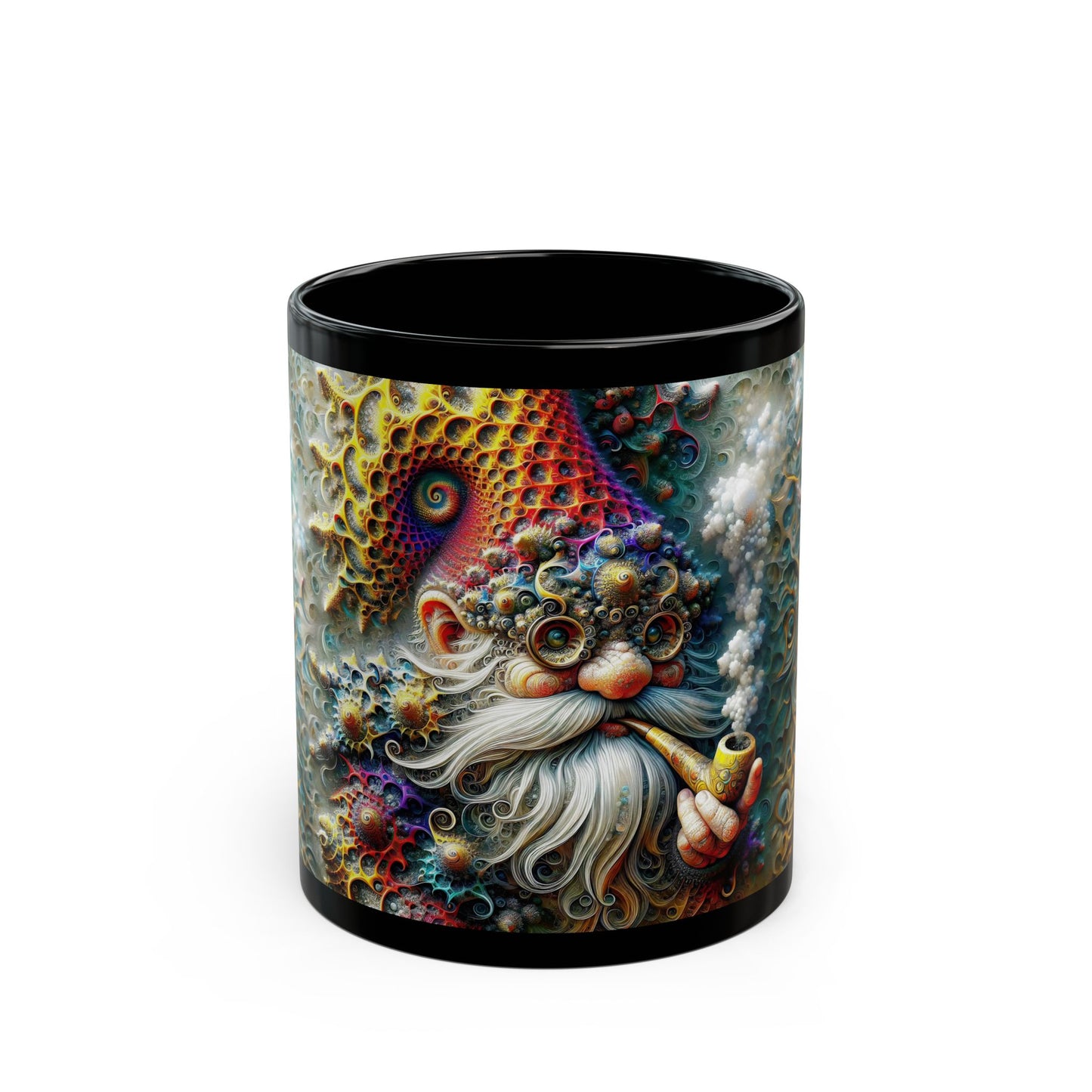 Whispers of the Sylvan Cosmos Eldon, the Fractal-Kissed Gnome 11oz Black Mug