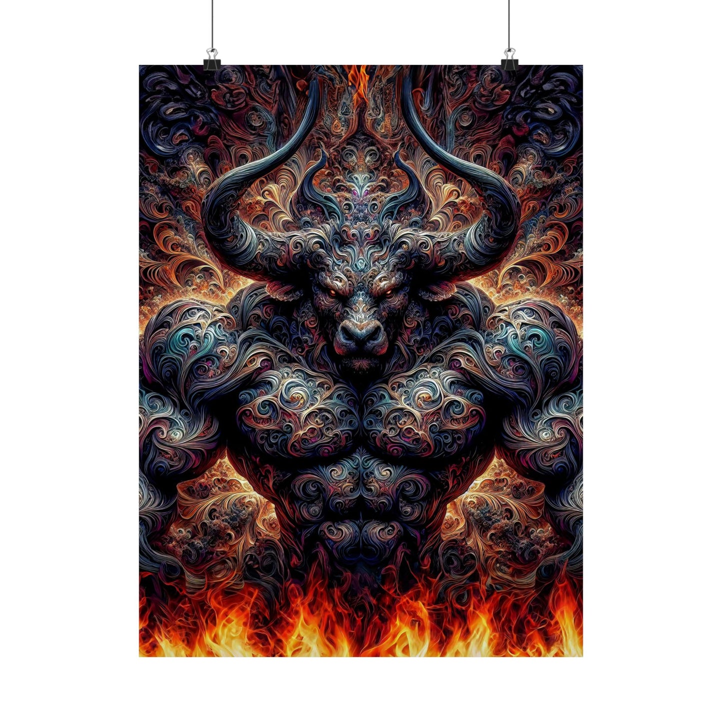 Pyrothrax's Ascension: A Majestic Fantasy Art Matte Vertical Posters