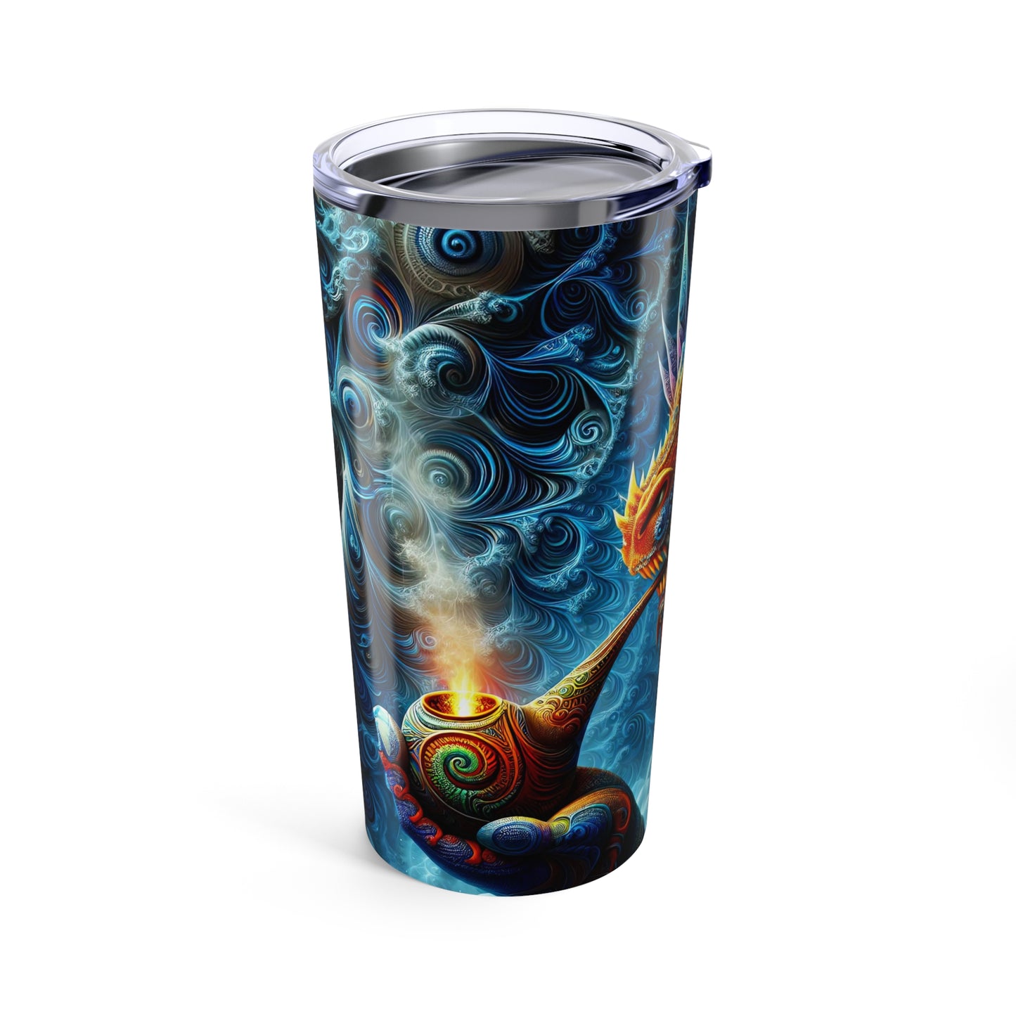 The Enigmatic Ember: A Dragon's Fractal Tale Tumbler 20oz