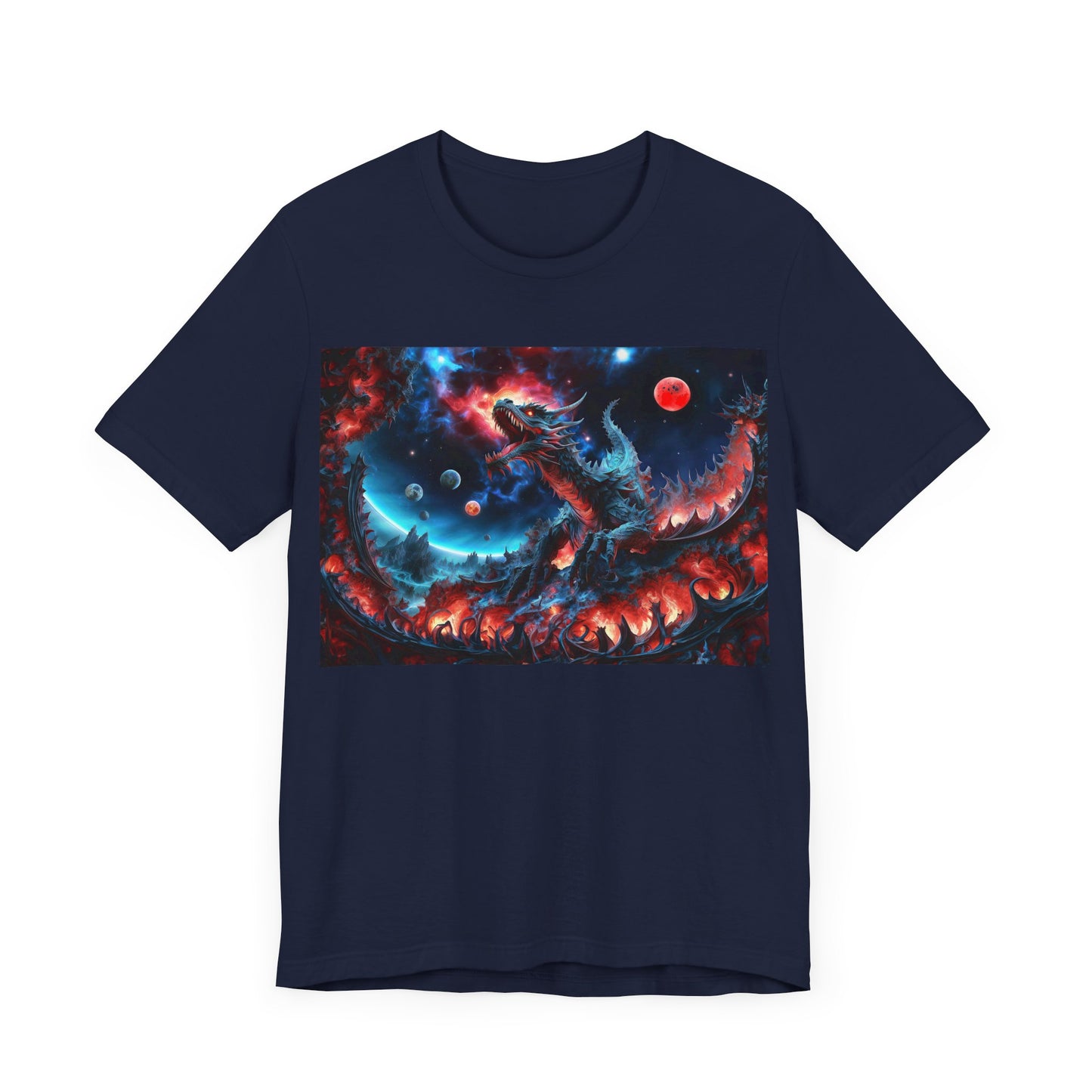 Embers of Cosmic Majesty: The Dragon's Awakening Unisex Jersey Short Sleeve Tee