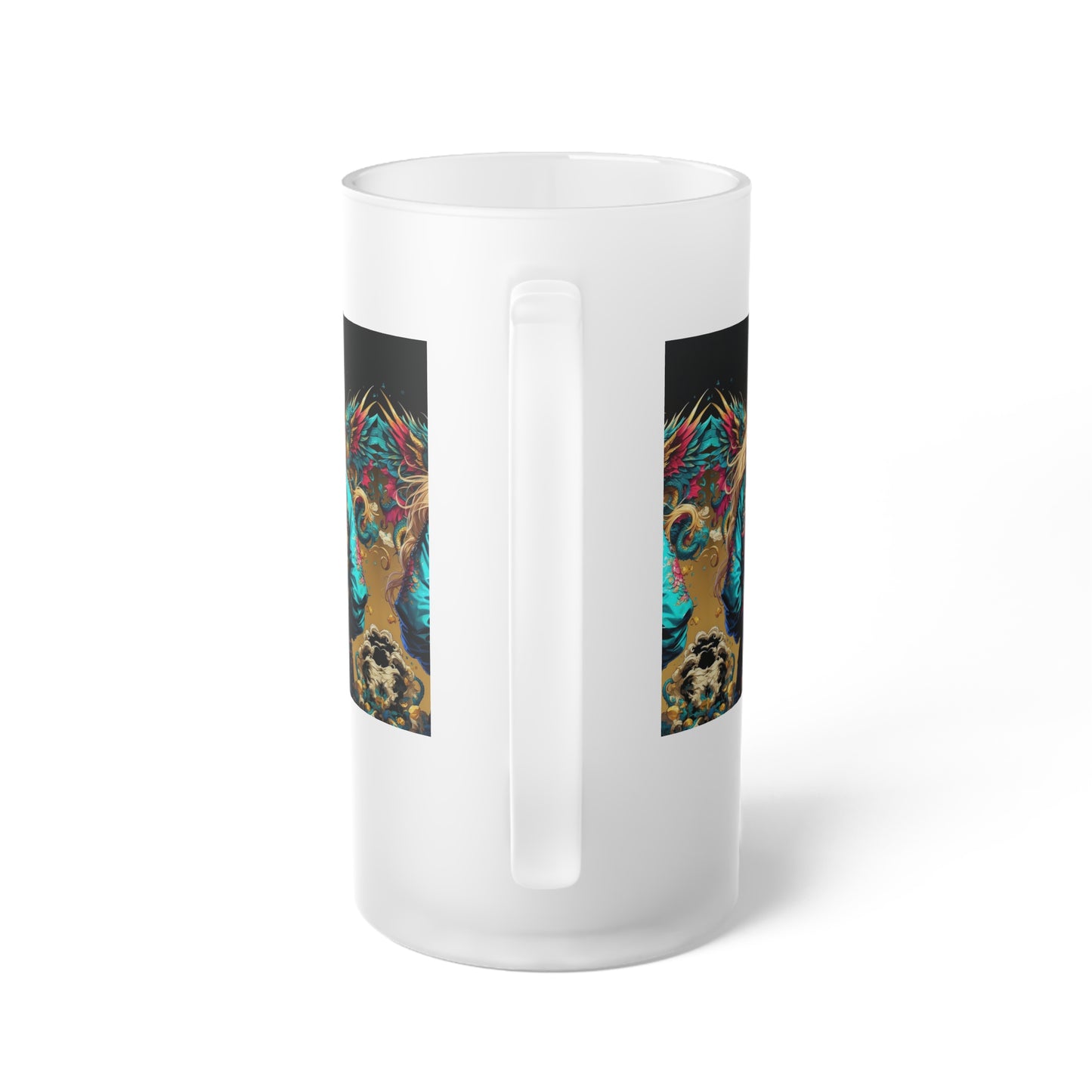 The Dragon's Guardian  Frosted Glass Beer Mug