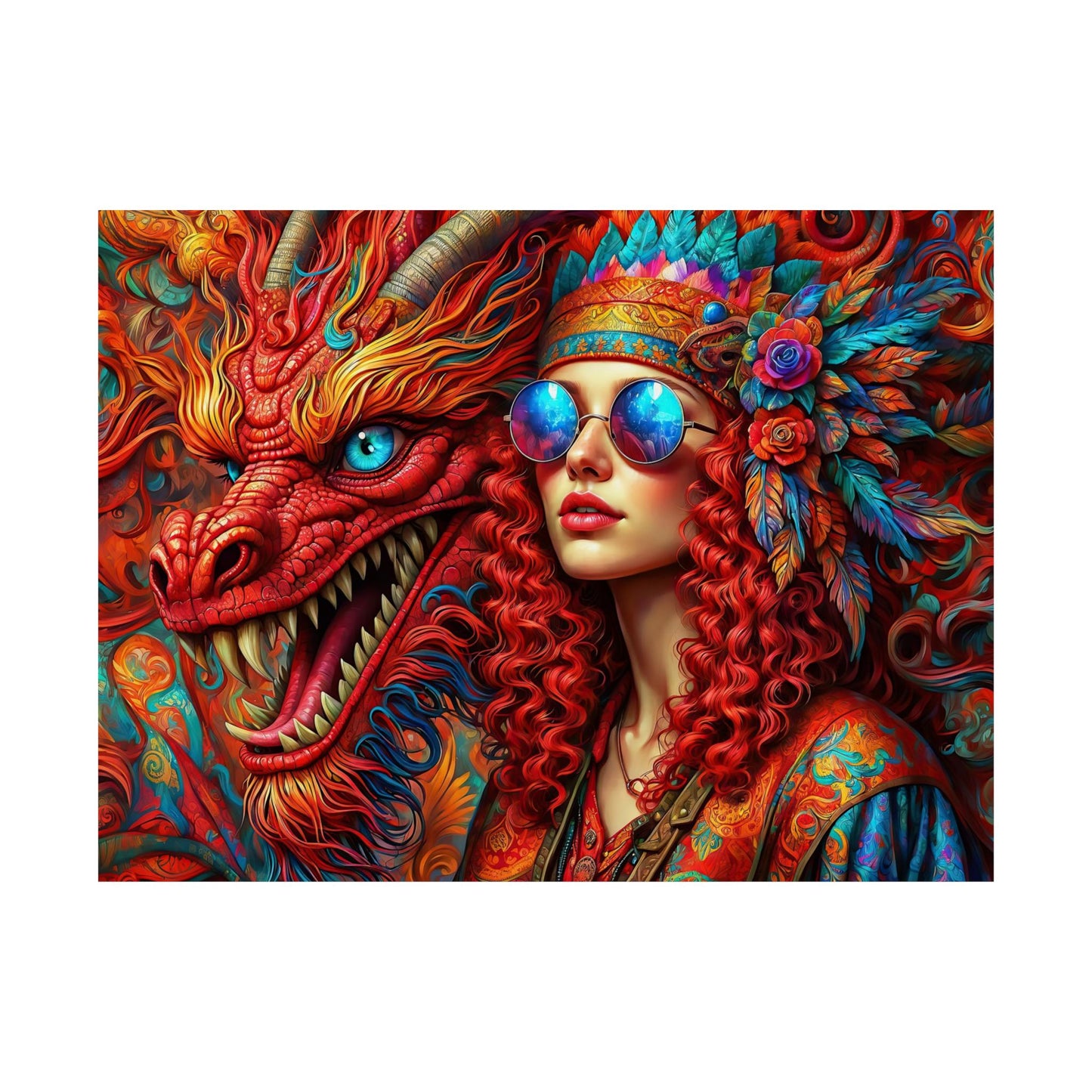 Ephemeral Elegance Dragon's Embrace Matte Horizontal Posters