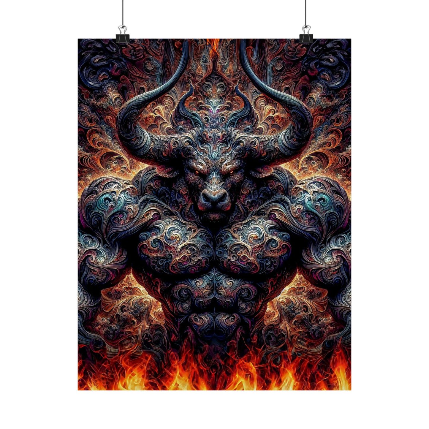 Pyrothrax's Ascension: A Majestic Fantasy Art Matte Vertical Posters