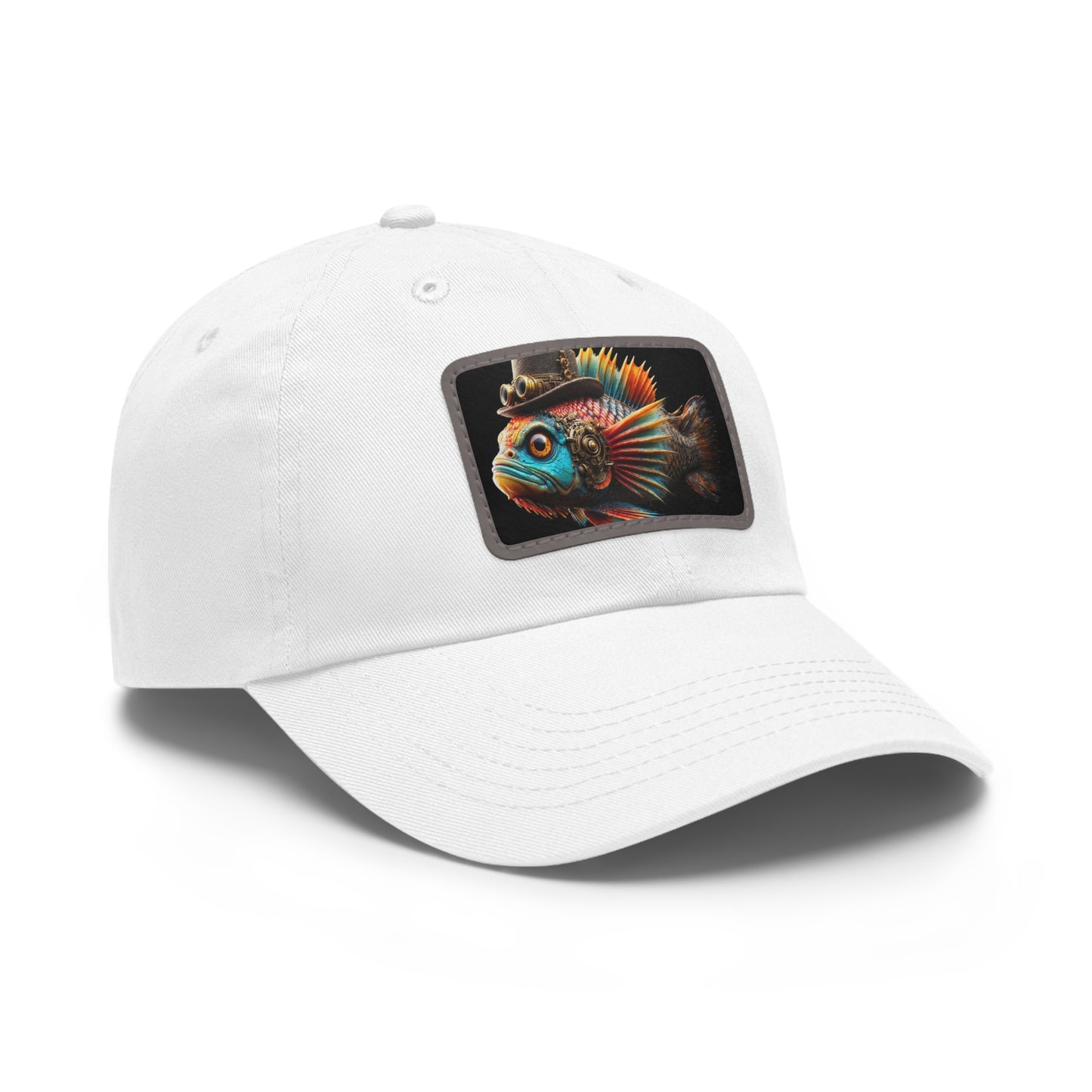 Steampunk Cichlid Dad Hat with Leather Patch (Rectangle)