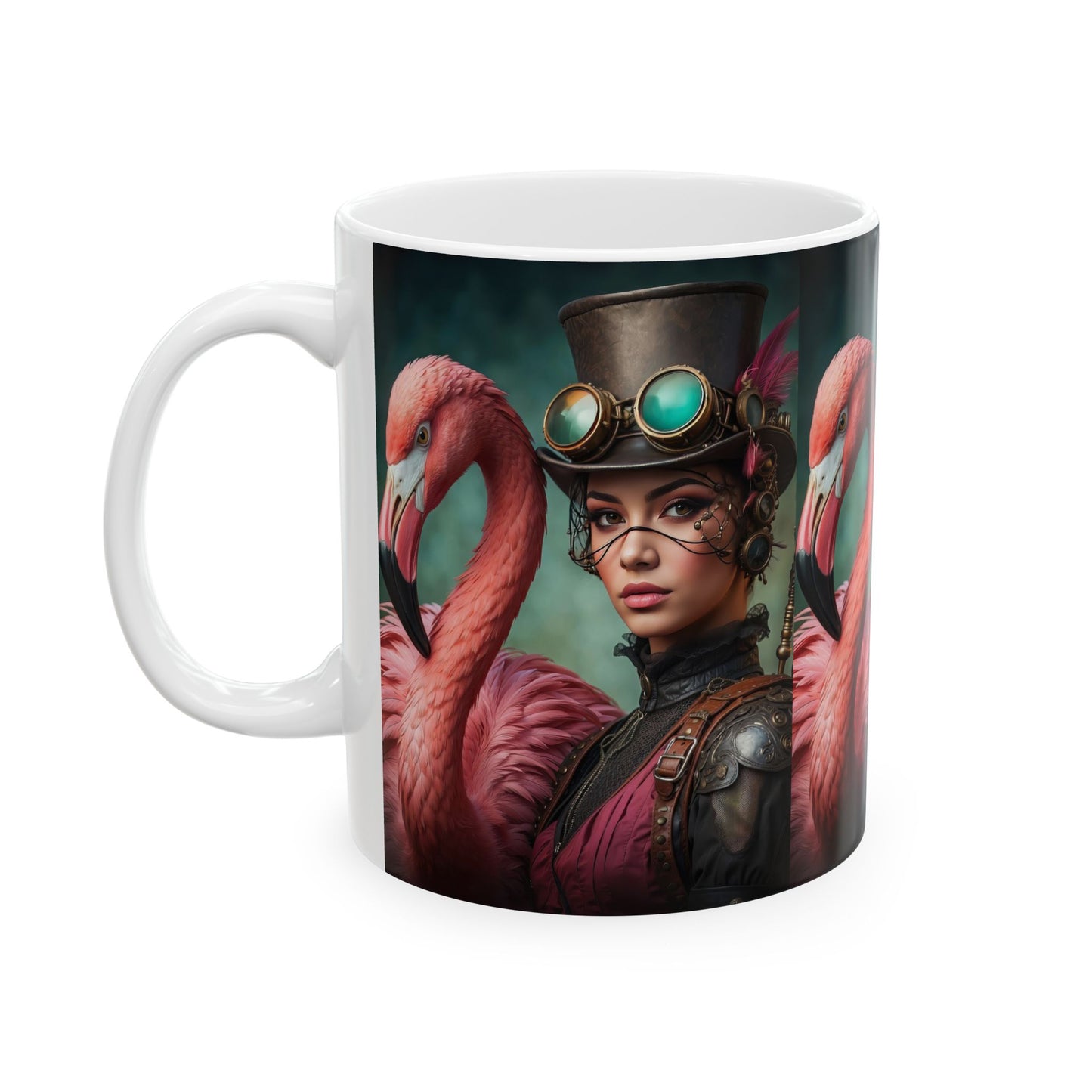 Morning Elegance Flamingo Steampunk Bliss Ceramic Mug 11oz