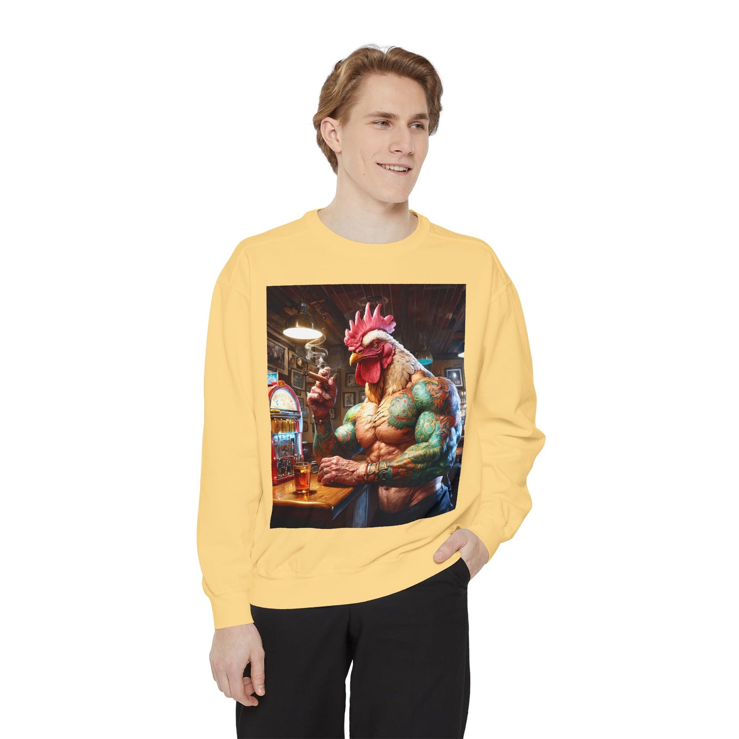 Ink & Feathers: The Ballad of Rocky Rooster Unisex Garment-Dyed Sweatshirt