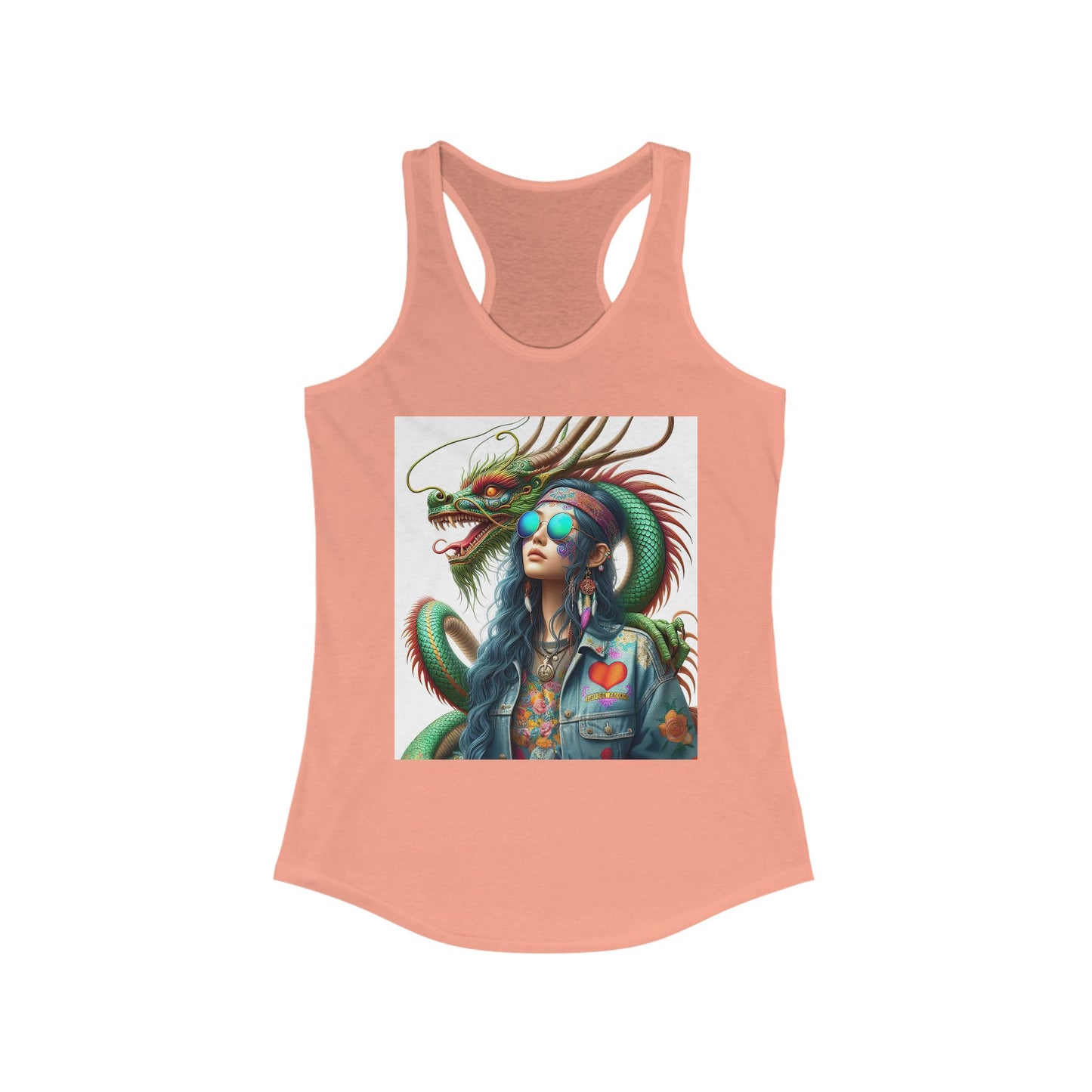 Dragon & Hippie Harmony  Women's Ideal Racerback Tank