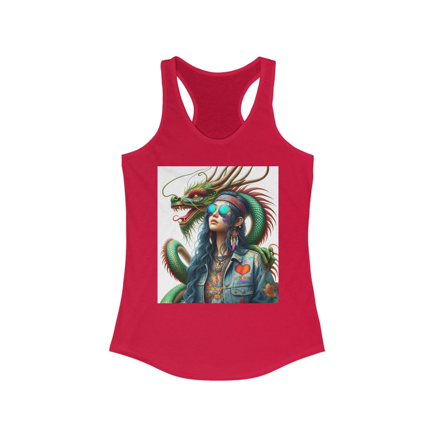 Dragon & Hippie Harmony  Women's Ideal Racerback Tank