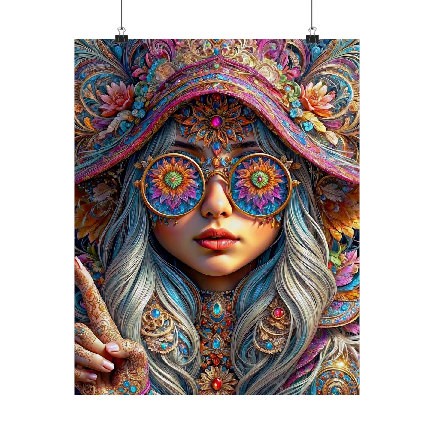 Enchanting Elegance: The Gnome Princess in Mandala Majesty Matte Vertical Posters