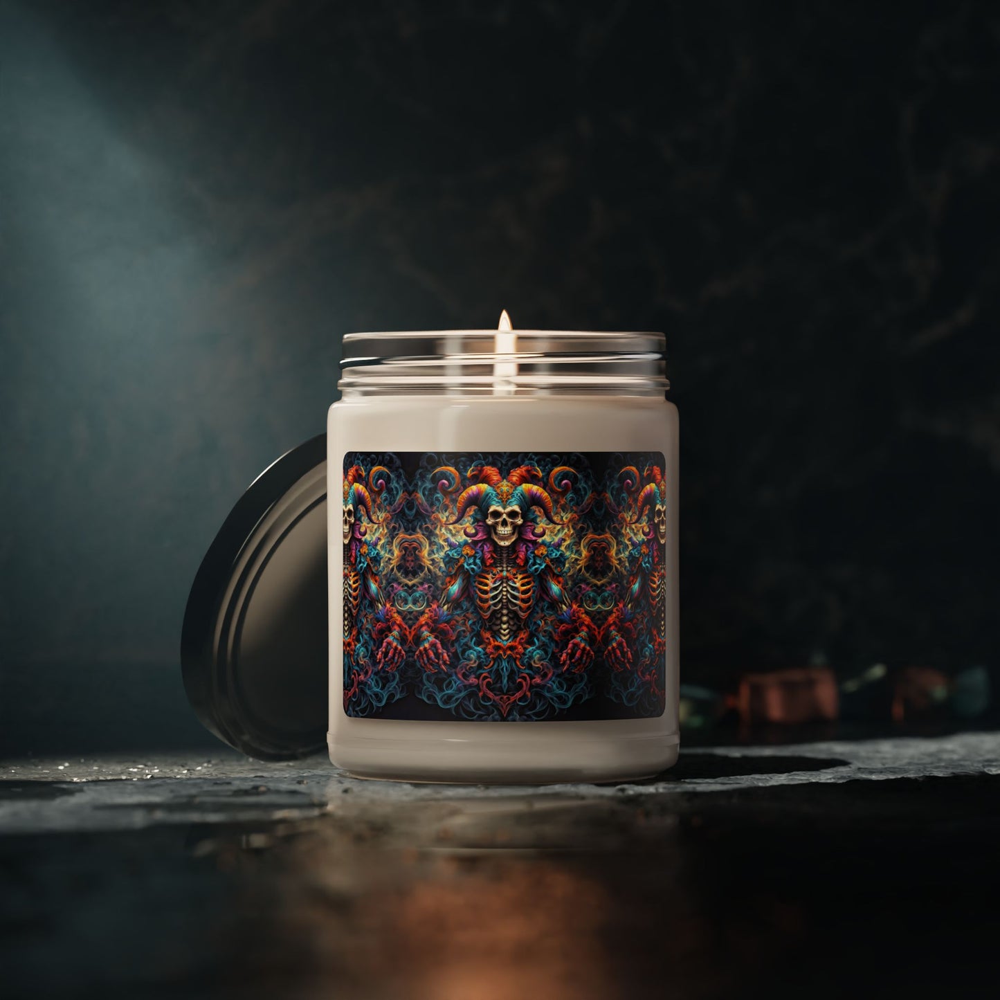 Whispers of Shadows: Dark Jester's Mandala Scented Soy Candle, 9oz