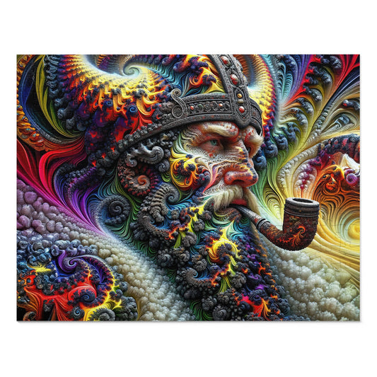 Fractal Sovereignty: The Viking King's Cosmic Reverie Jigsaw Puzzle (30, 110, 252, 500, Piece)