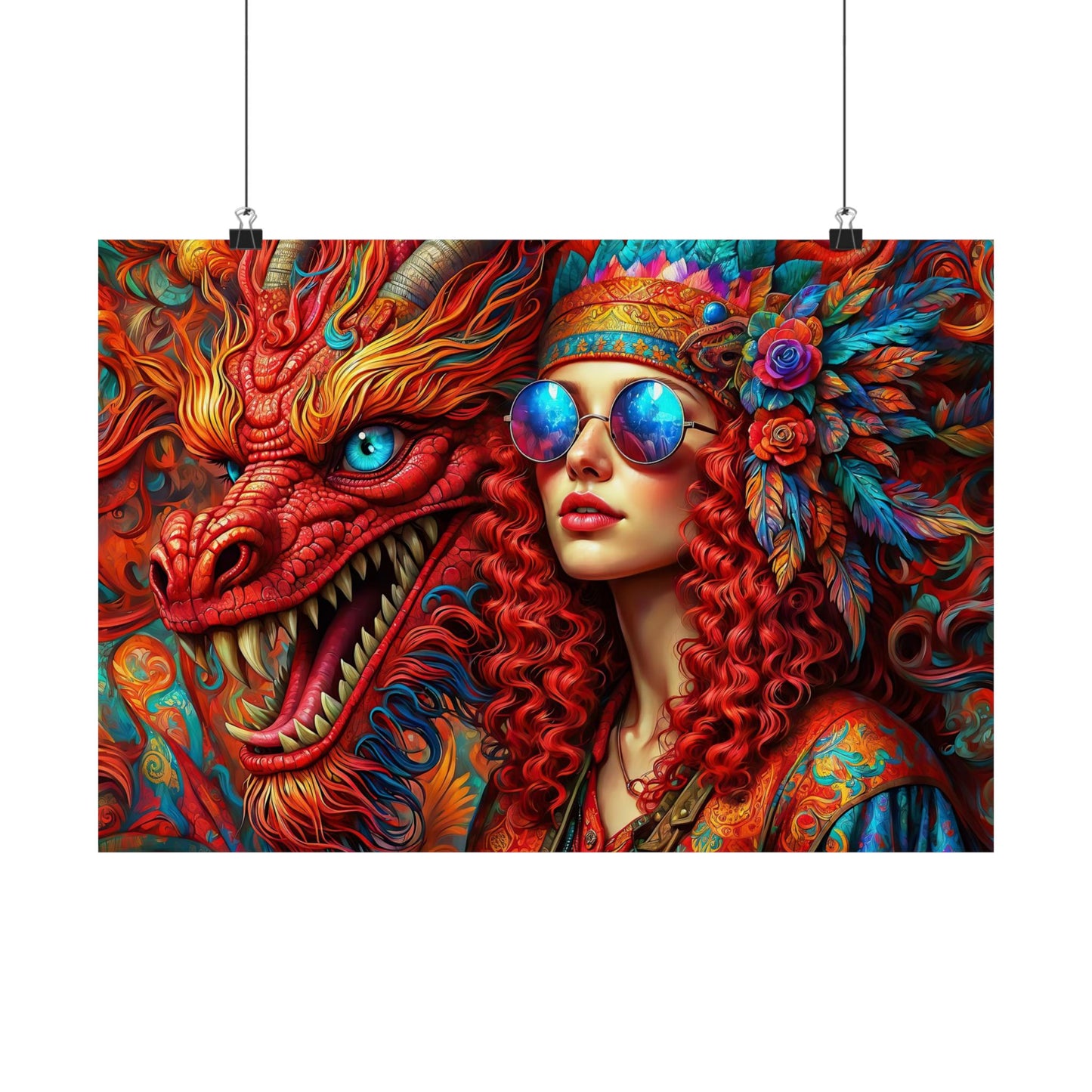 Ephemeral Elegance Dragon's Embrace Matte Horizontal Posters