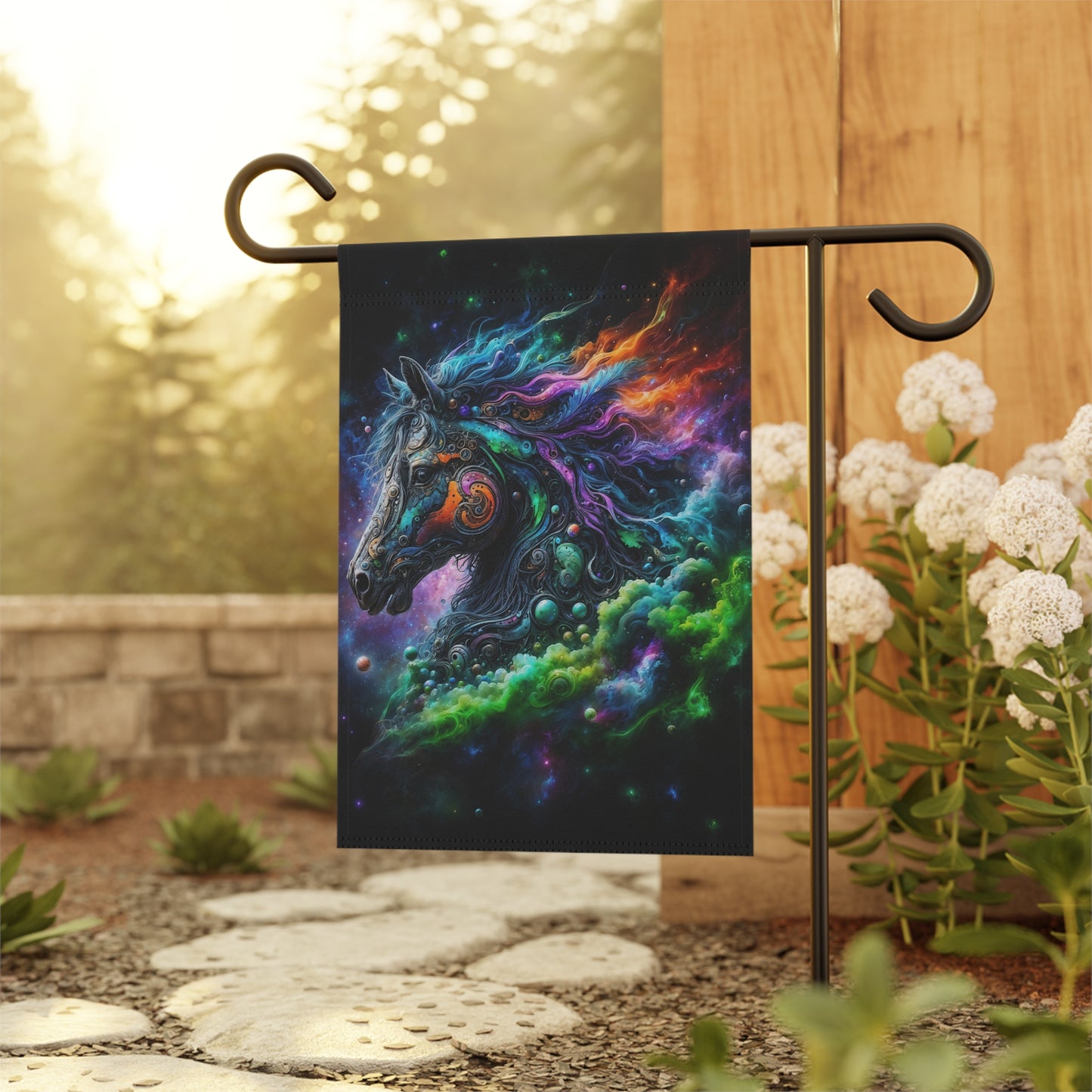 The Celestial Stallion and the Cosmic Realm Garden & House Banner