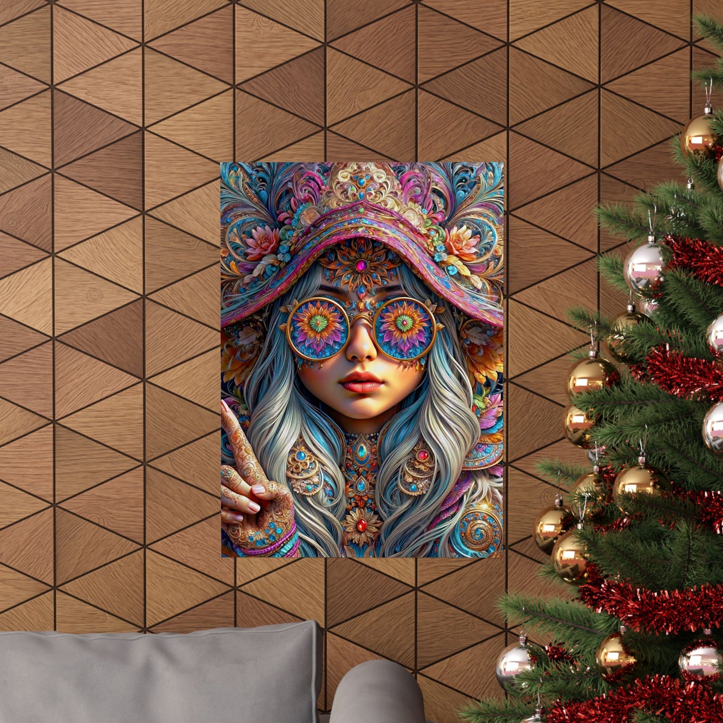 Enchanting Elegance: The Gnome Princess in Mandala Majesty Matte Vertical Posters