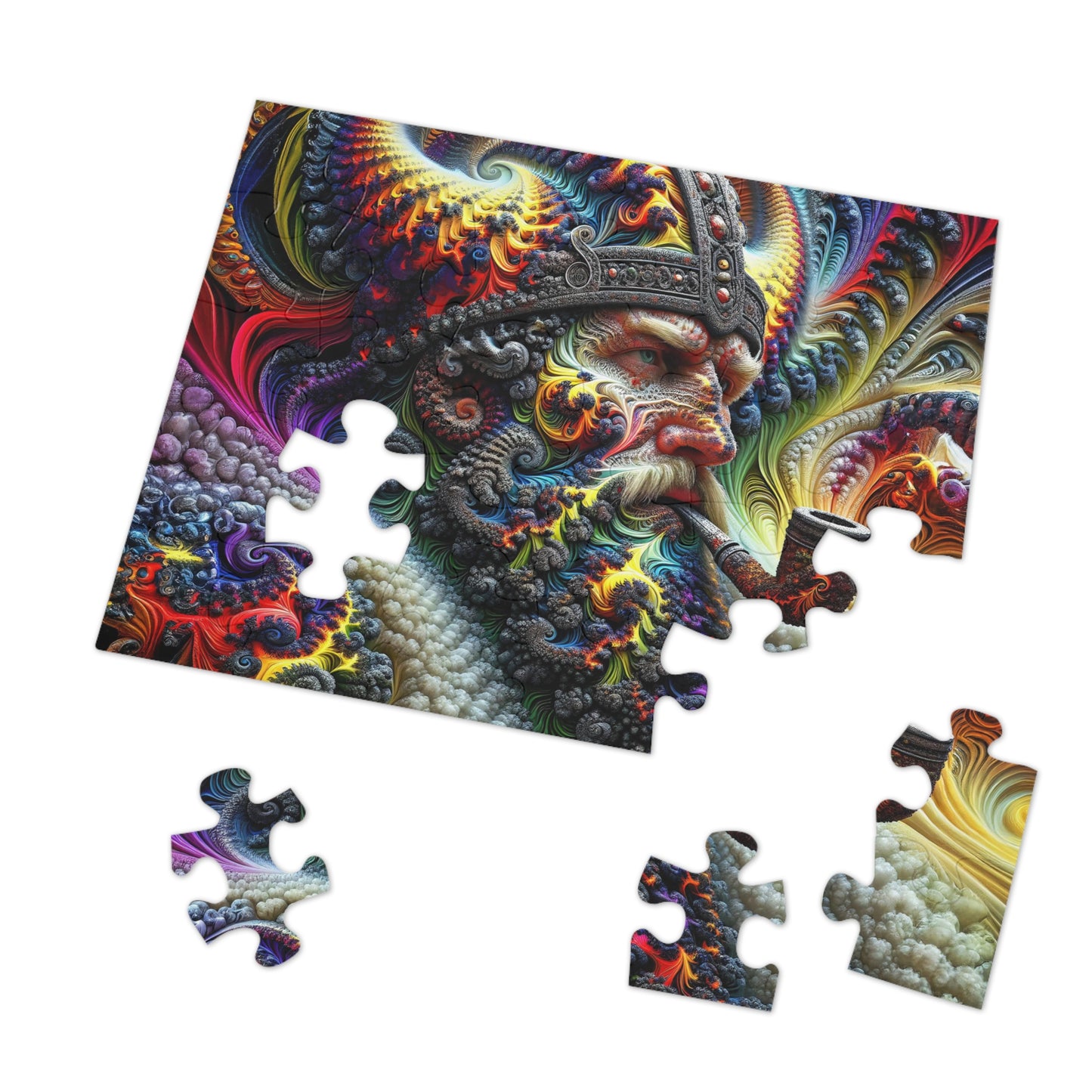 Fractal Sovereignty: The Viking King's Cosmic Reverie Jigsaw Puzzle (30, 110, 252, 500, Piece)