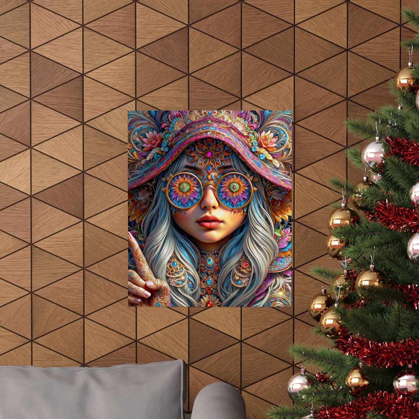 Enchanting Elegance: The Gnome Princess in Mandala Majesty Matte Vertical Posters