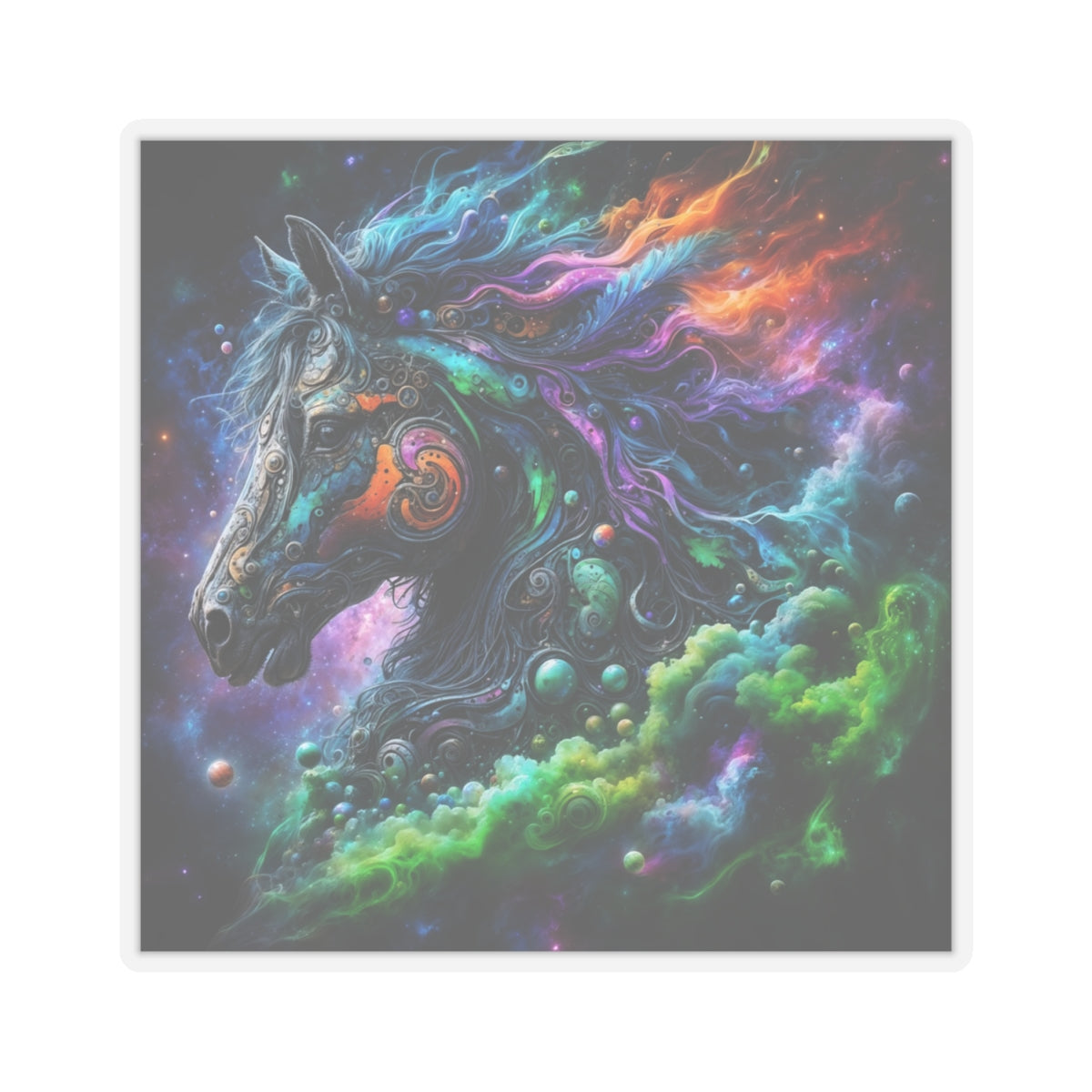 Unleash the Magic of the Cosmos with Celestial Stallion Kiss-Cut Stickers