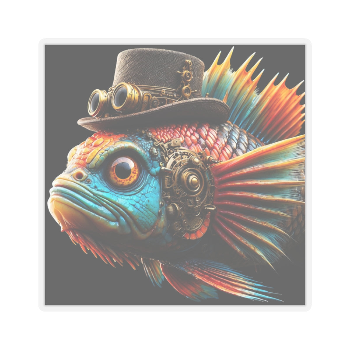 Steampunk Cichlid Kiss-Cut Stickers