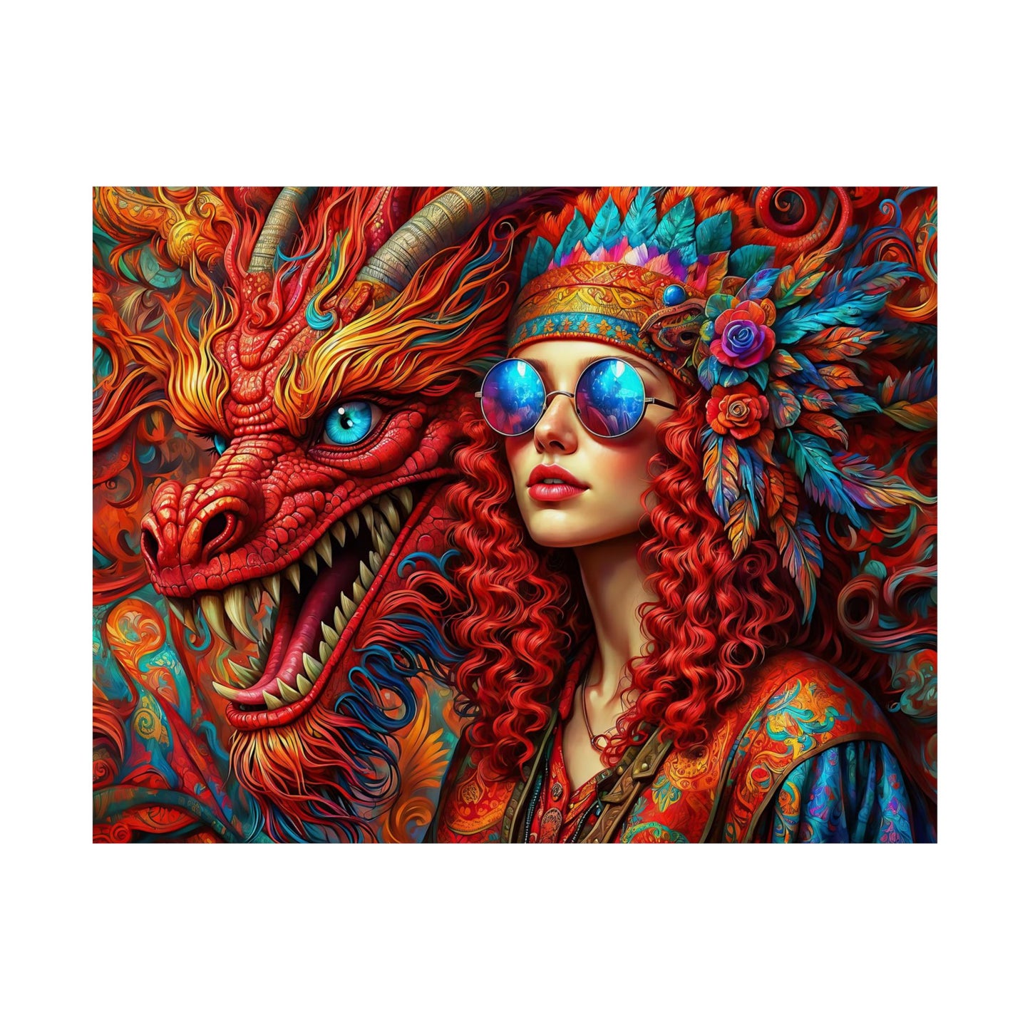 Ephemeral Elegance Dragon's Embrace Matte Horizontal Posters