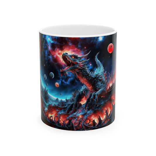 Embers of Cosmic Majesty The Dragon's Awakening Ceramic Mug 11oz