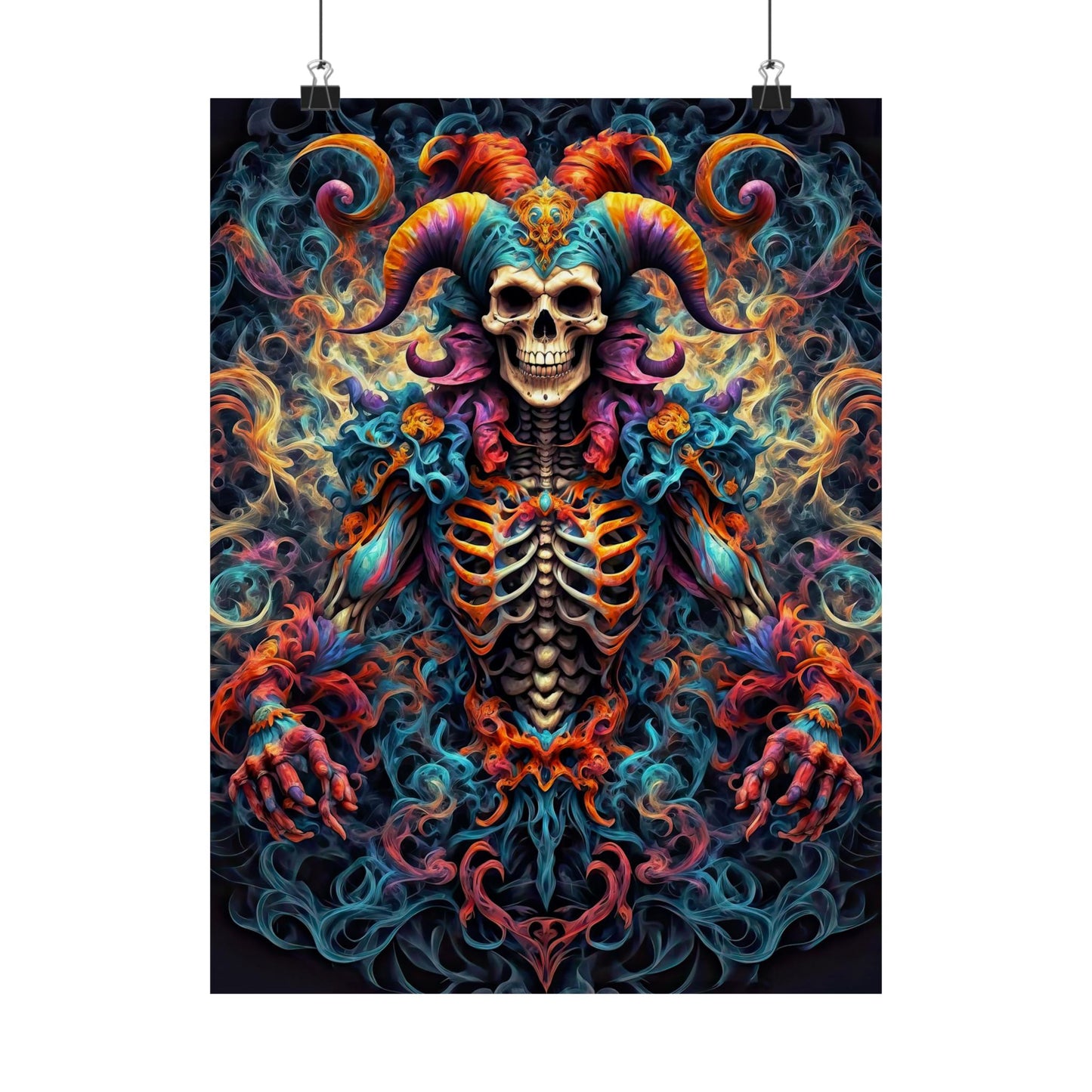 Veil of Shadows: Dark Jester's Mandala Matte Vertical Posters