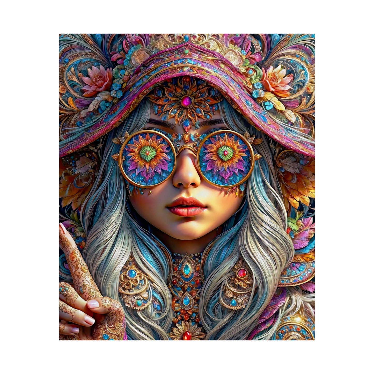 Enchanting Elegance: The Gnome Princess in Mandala Majesty Matte Vertical Posters