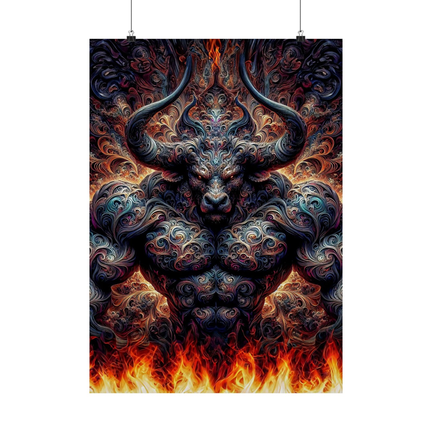 Pyrothrax's Ascension: A Majestic Fantasy Art Matte Vertical Posters