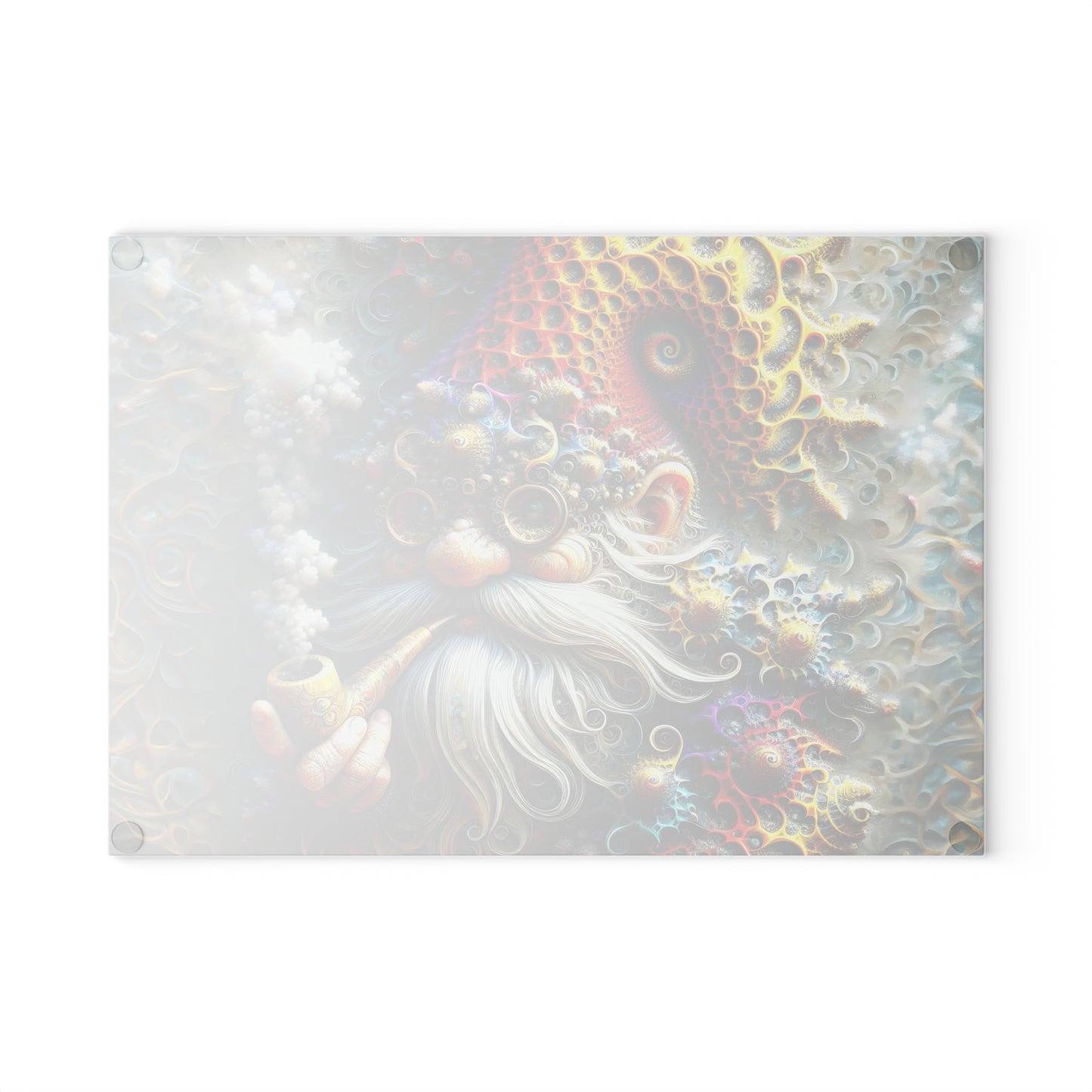 Eldon the Fractal-Kissed Gnome Glass Cutting Board