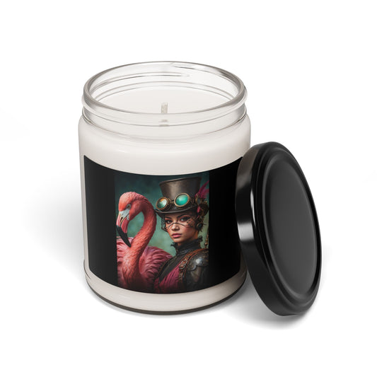 Tranquil Fusion: Flamingo Steampunk Scented Soy Candle, 9oz