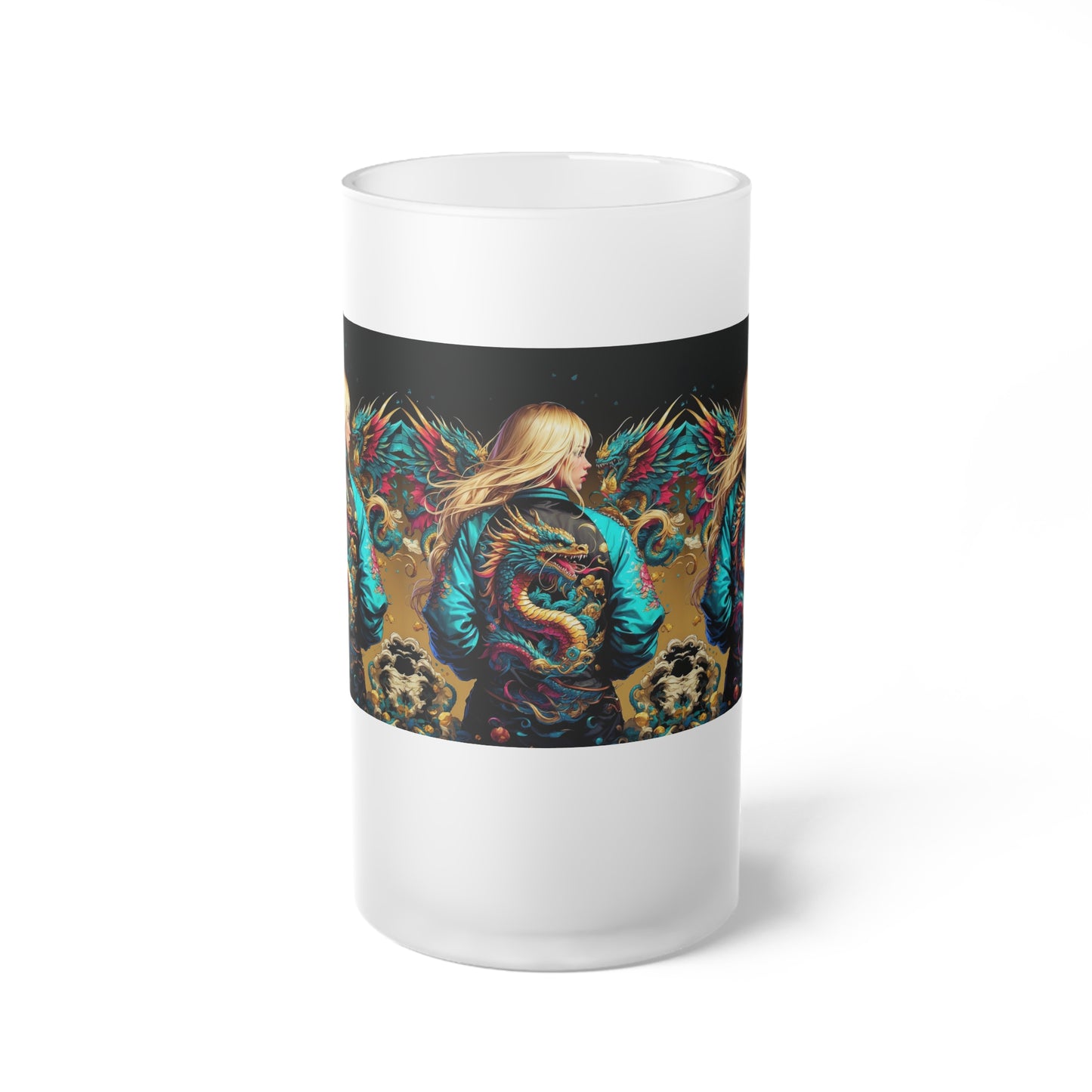 The Dragon's Guardian  Frosted Glass Beer Mug