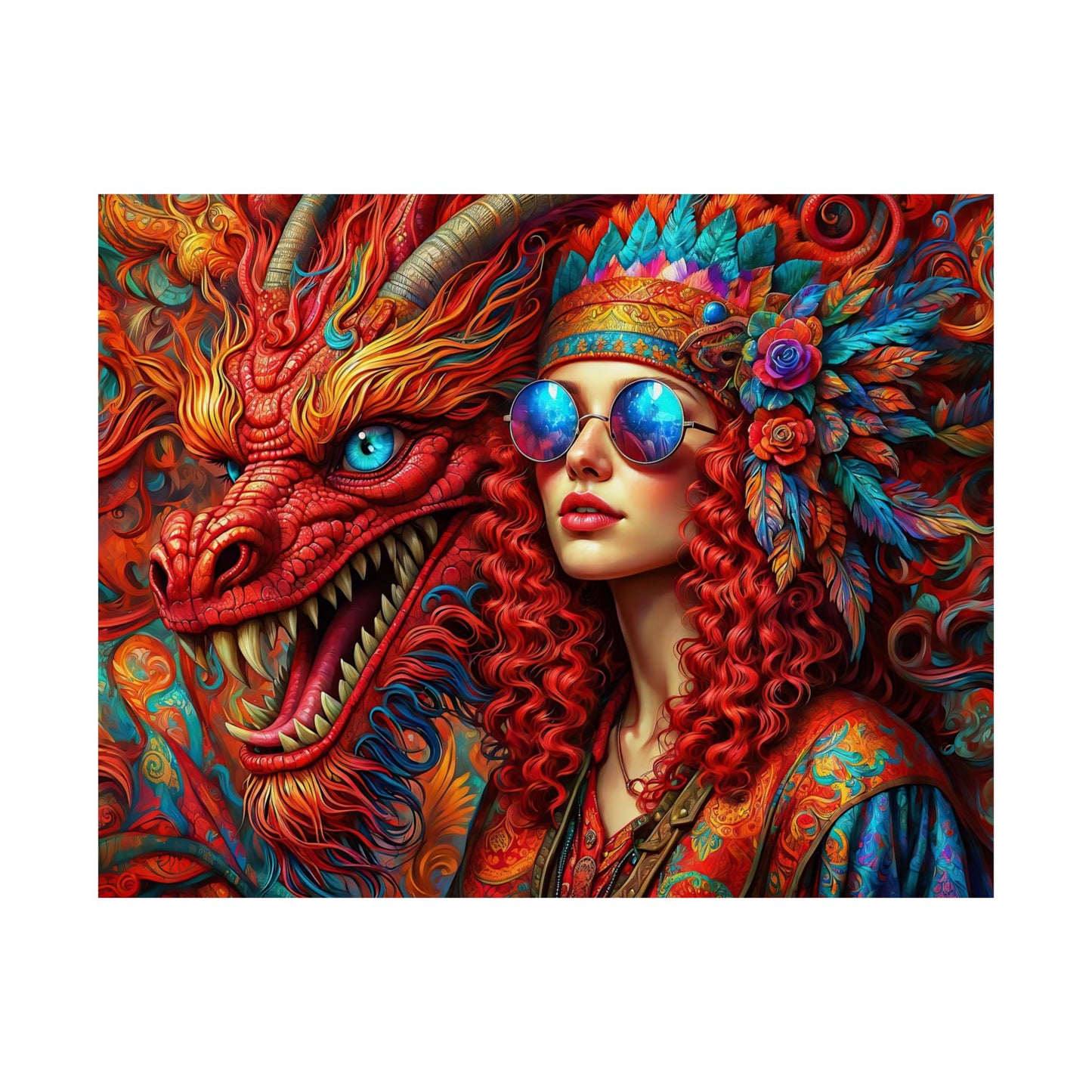 Ephemeral Elegance Dragon's Embrace Matte Horizontal Posters