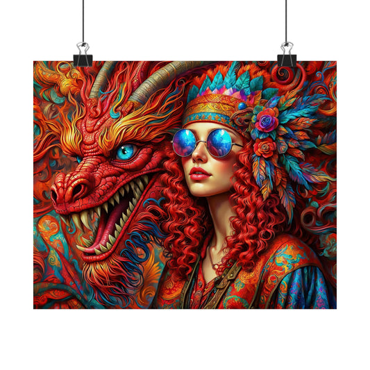 Ephemeral Elegance Dragon's Embrace Matte Horizontal Posters