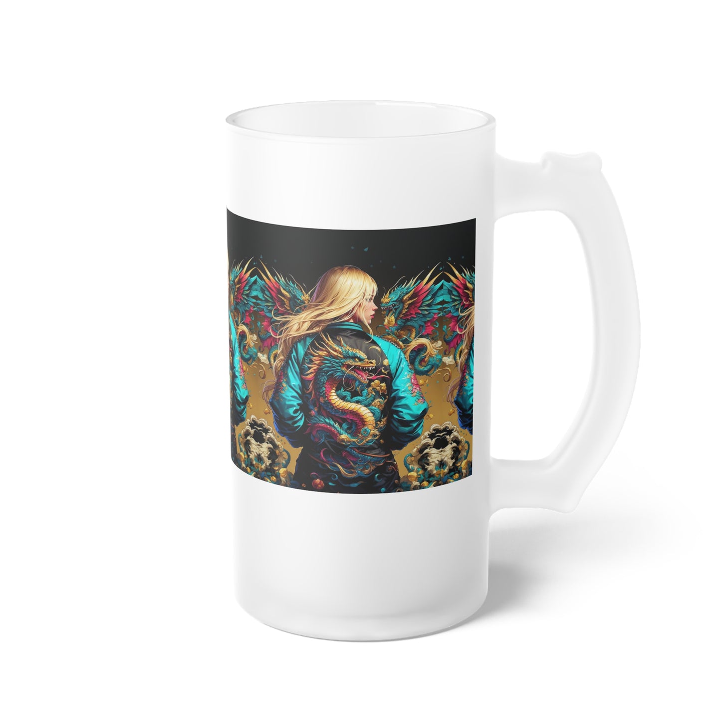 The Dragon's Guardian  Frosted Glass Beer Mug