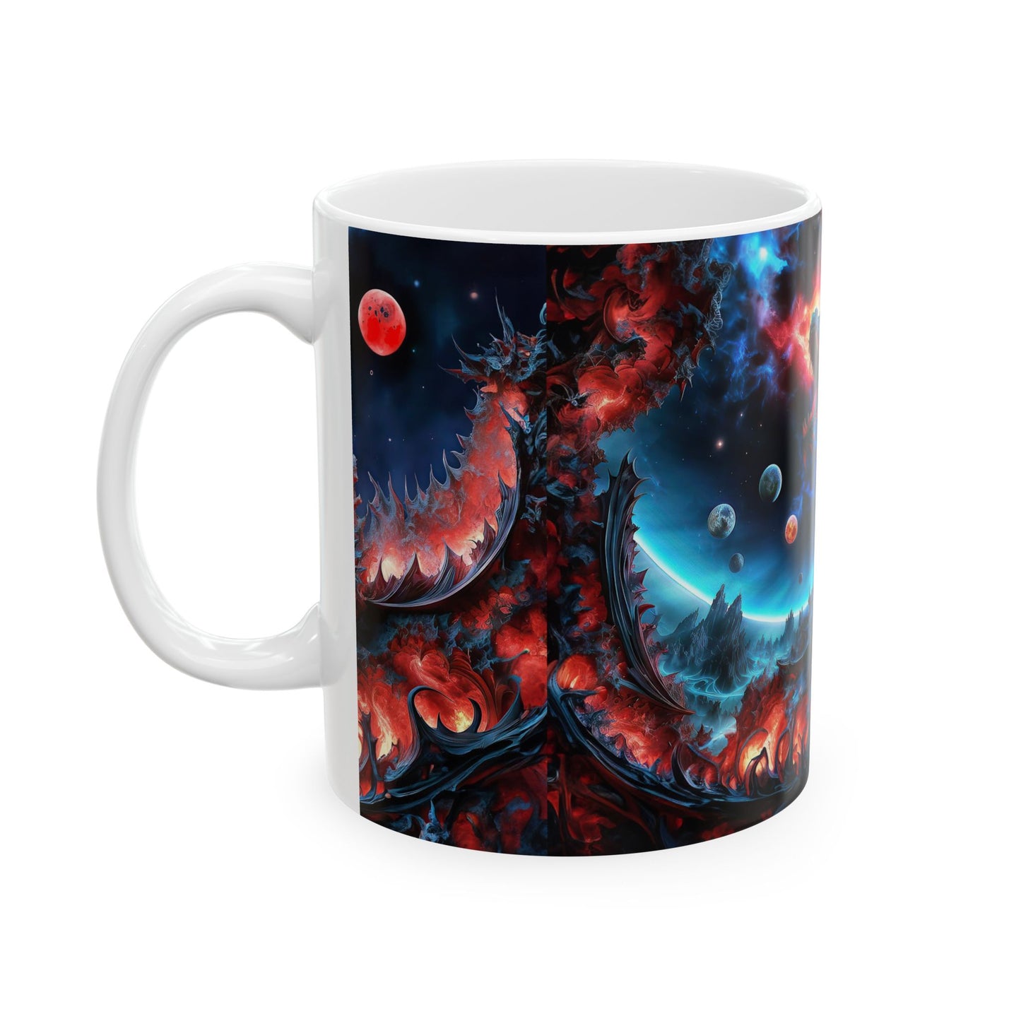 Embers of Cosmic Majesty The Dragon's Awakening Ceramic Mug 11oz