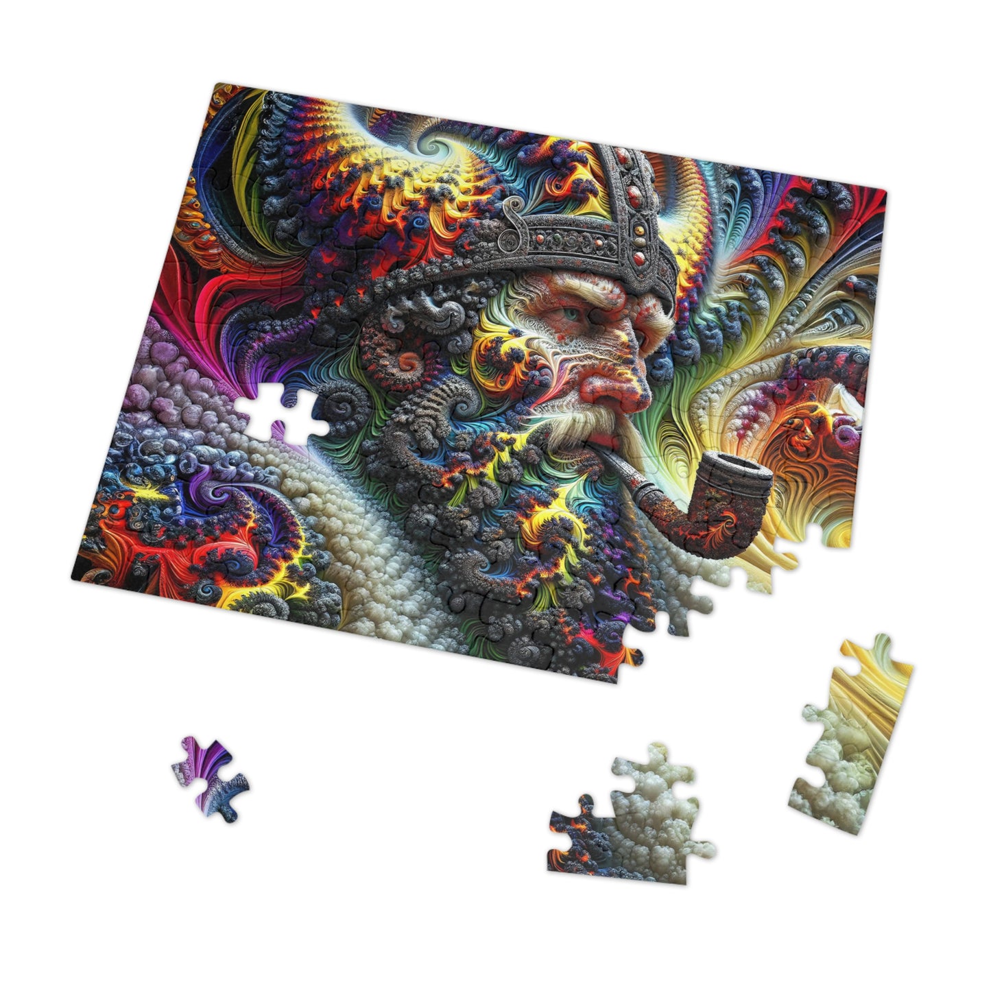 Fractal Sovereignty: The Viking King's Cosmic Reverie Jigsaw Puzzle (30, 110, 252, 500, Piece)