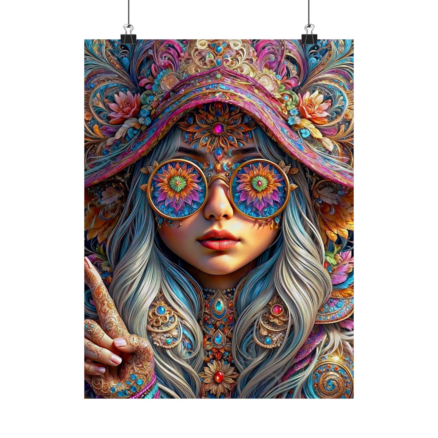 Enchanting Elegance: The Gnome Princess in Mandala Majesty Matte Vertical Posters