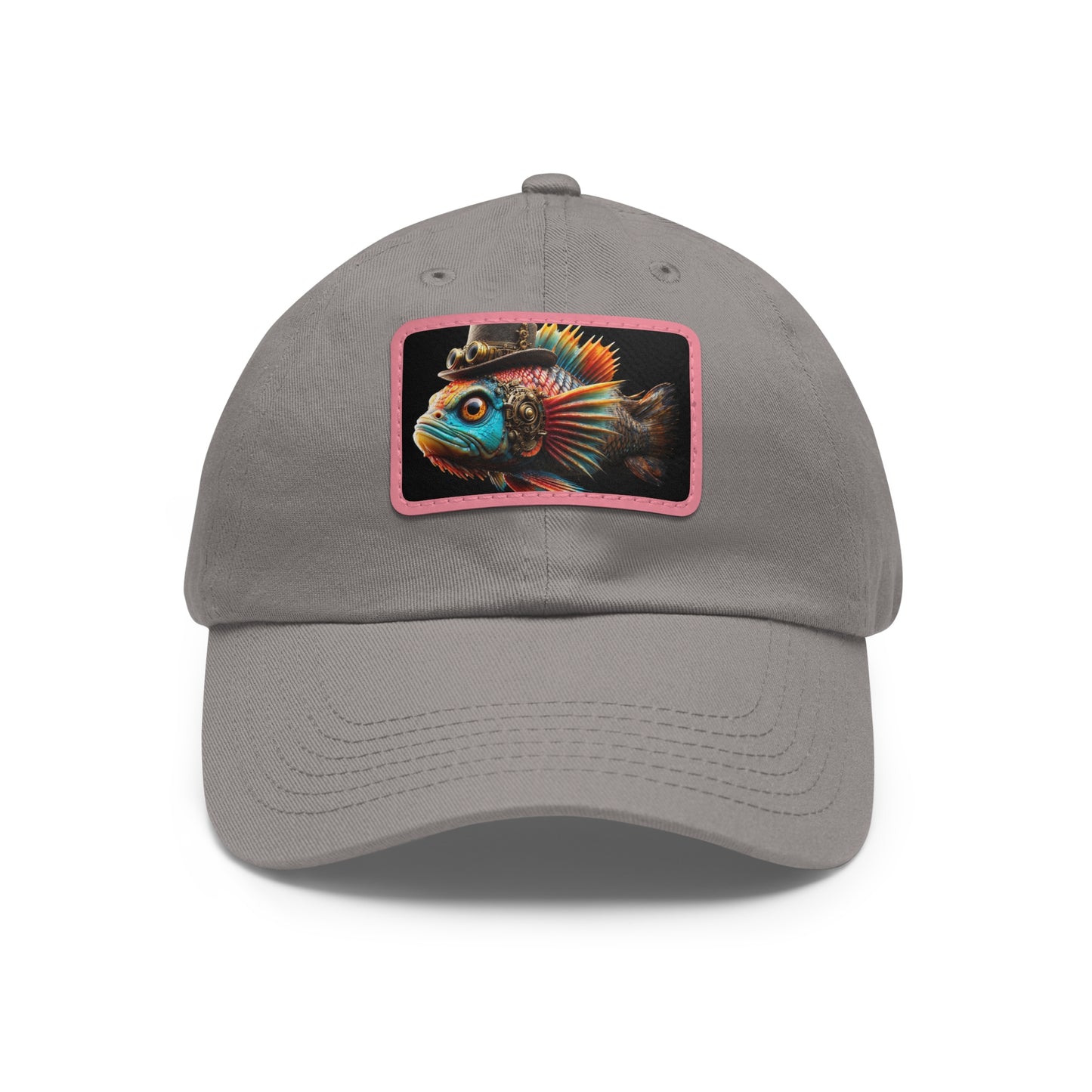 Steampunk Cichlid Dad Hat with Leather Patch (Rectangle)