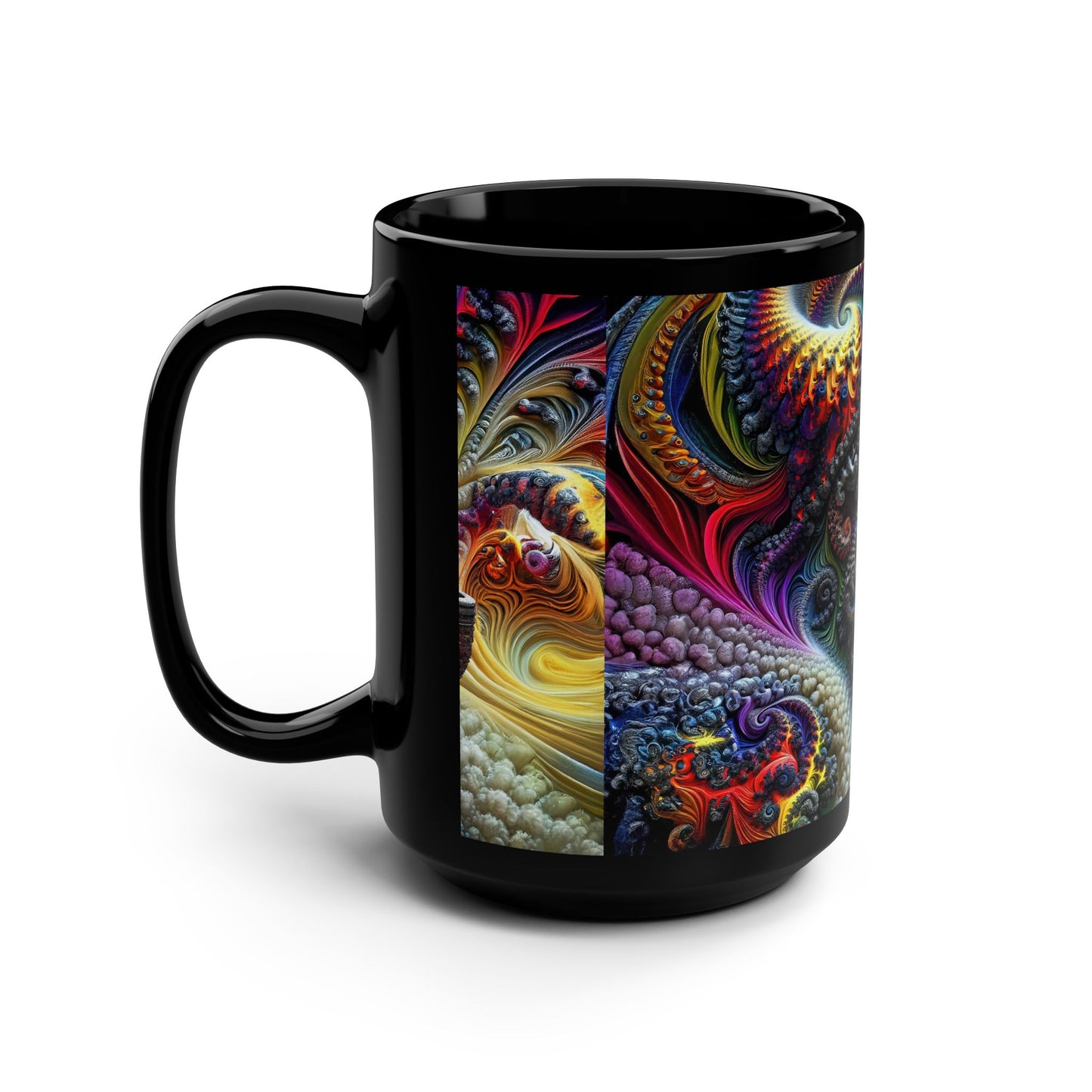 Fractal Sovereignty: The Viking King's Cosmic Reverie Black Mug, 15oz