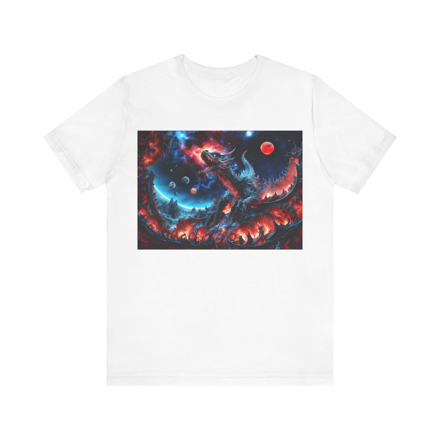 Embers of Cosmic Majesty: The Dragon's Awakening Unisex Jersey Short Sleeve Tee