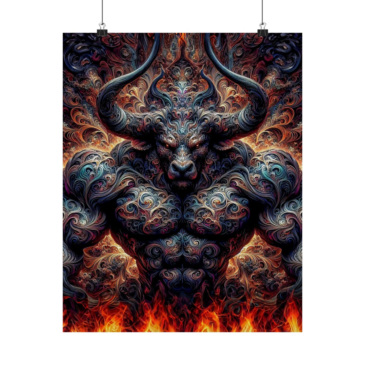 Pyrothrax's Ascension: A Majestic Fantasy Art Matte Vertical Posters