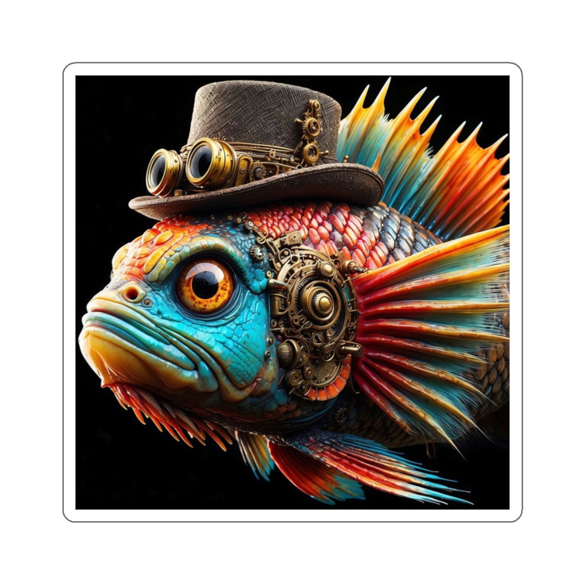 Steampunk Cichlid Kiss-Cut Stickers