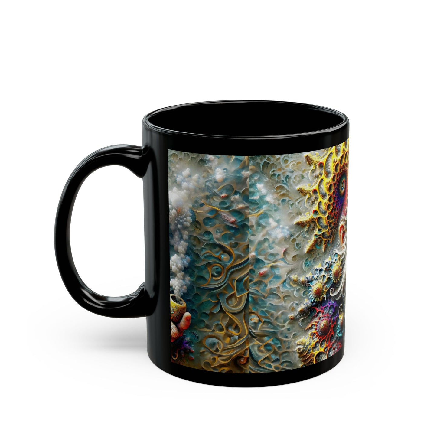 Whispers of the Sylvan Cosmos Eldon, the Fractal-Kissed Gnome 11oz Black Mug