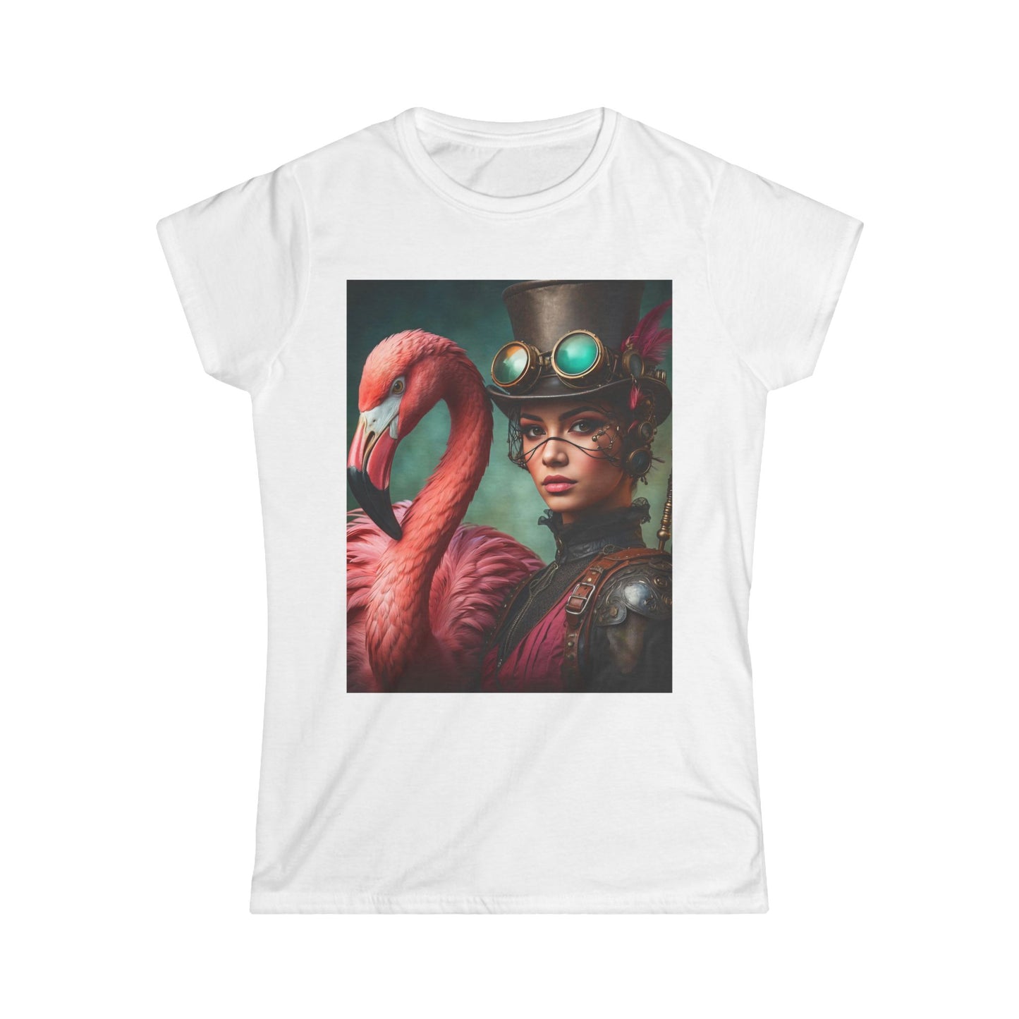 Feminine Fantasy Flamingo Steampunk Women's Softstyle Tee