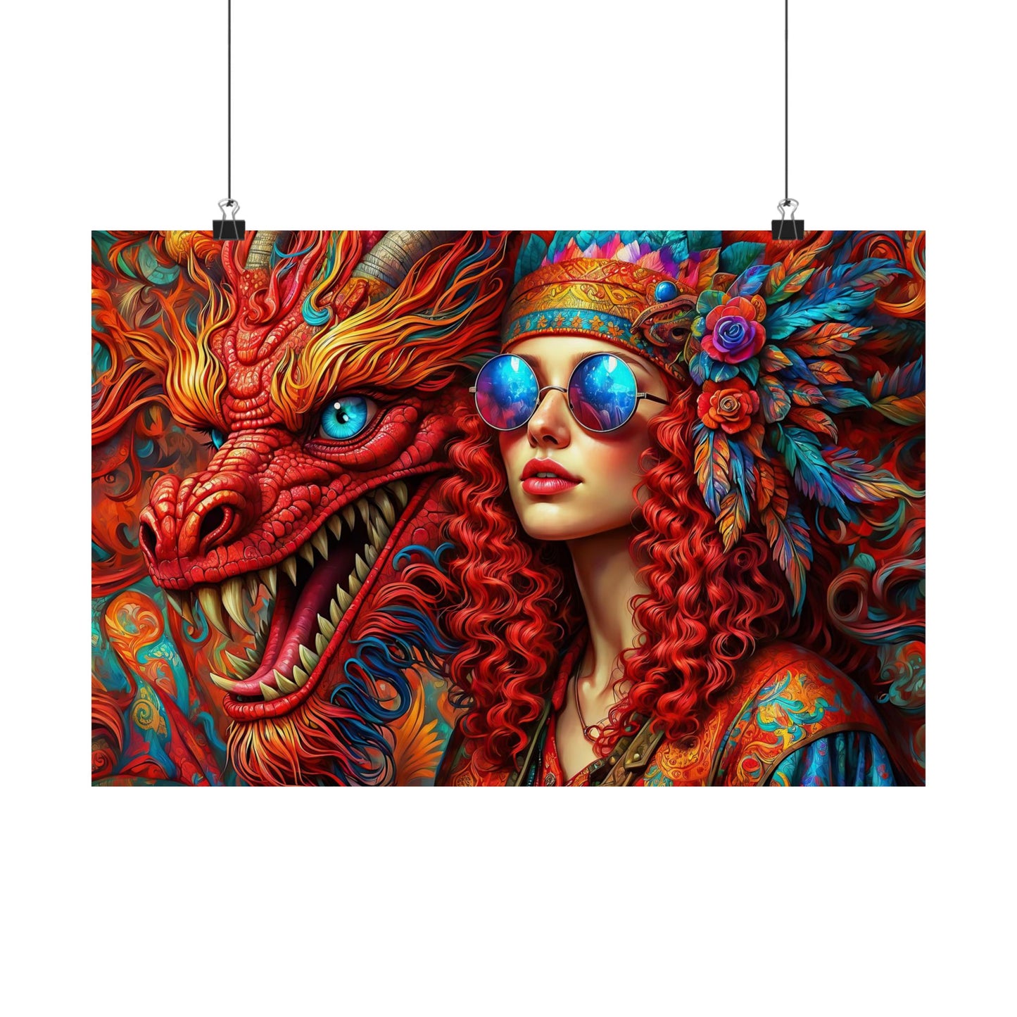 Ephemeral Elegance Dragon's Embrace Matte Horizontal Posters