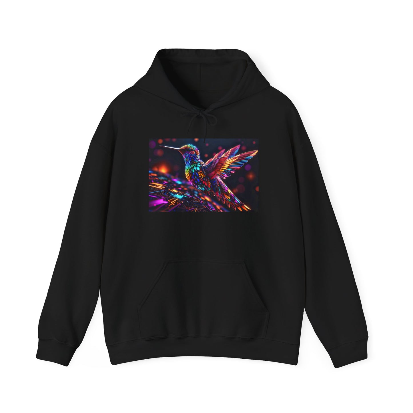 Hummingbird Elegance and Digital Beats Unisex Heavy Blend™ Hooded Sweatshirt