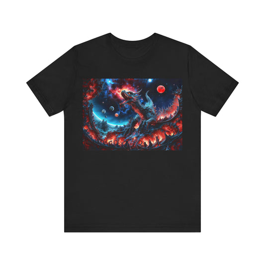 Embers of Cosmic Majesty: The Dragon's Awakening Unisex Jersey Short Sleeve Tee