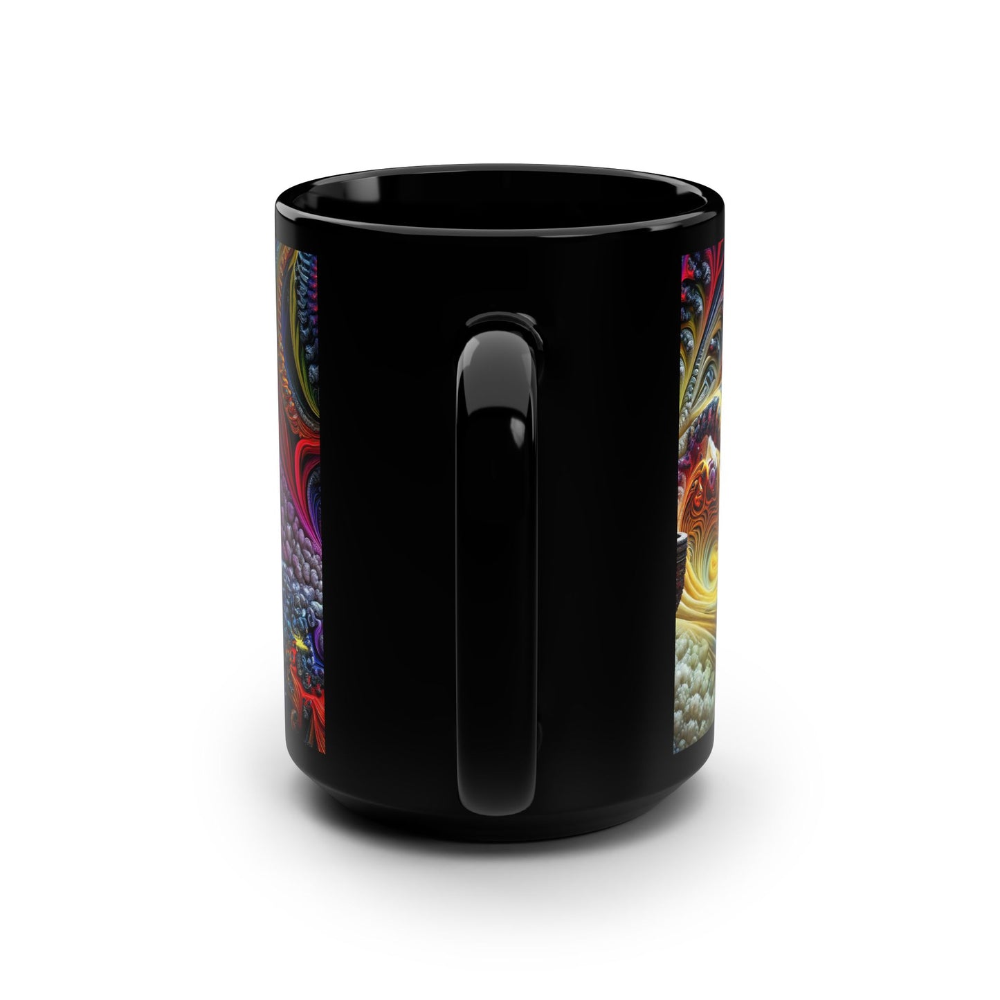 Fractal Sovereignty: The Viking King's Cosmic Reverie Black Mug, 15oz