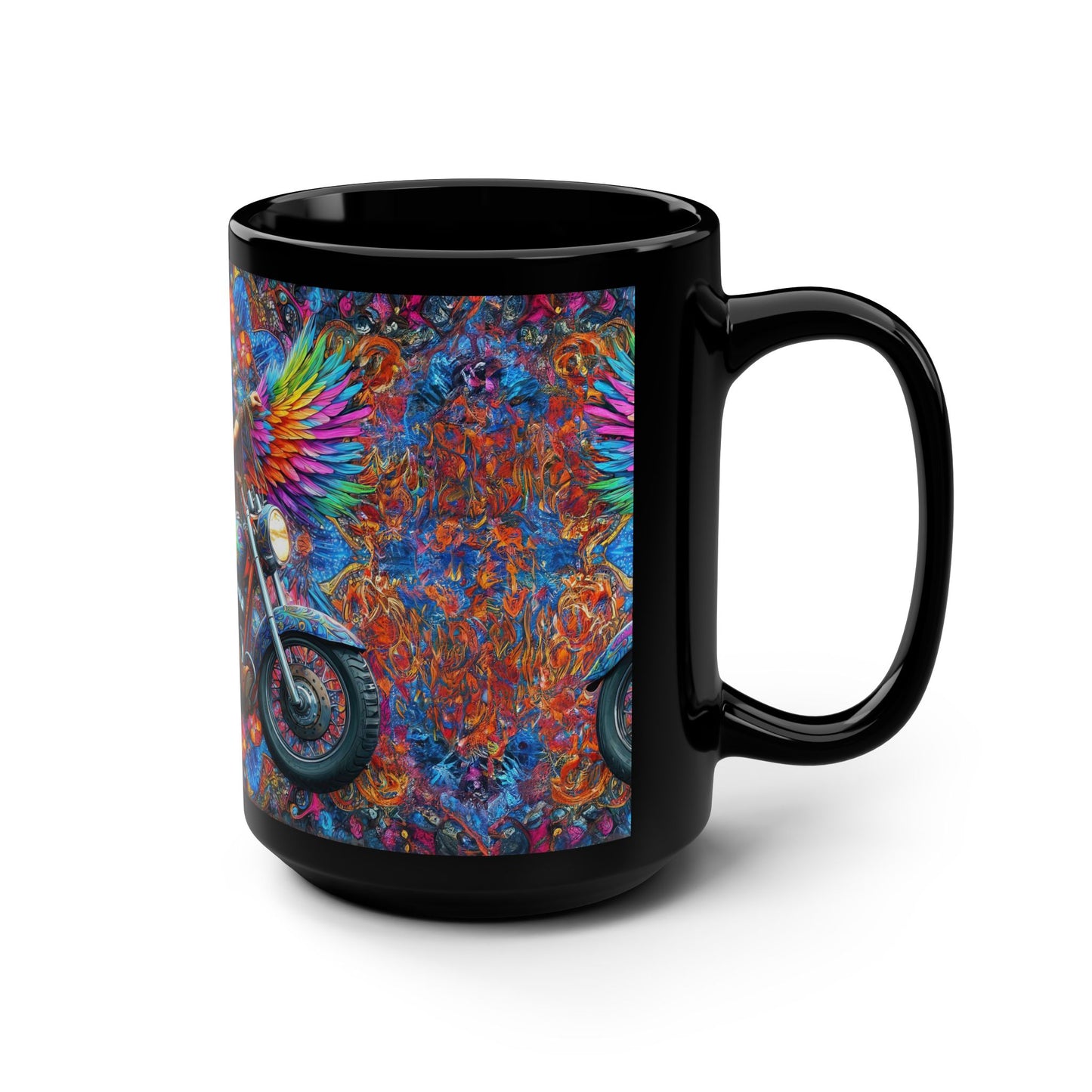 Eclipse of Freedom: Psychedelic Wings Black Mug, 15oz